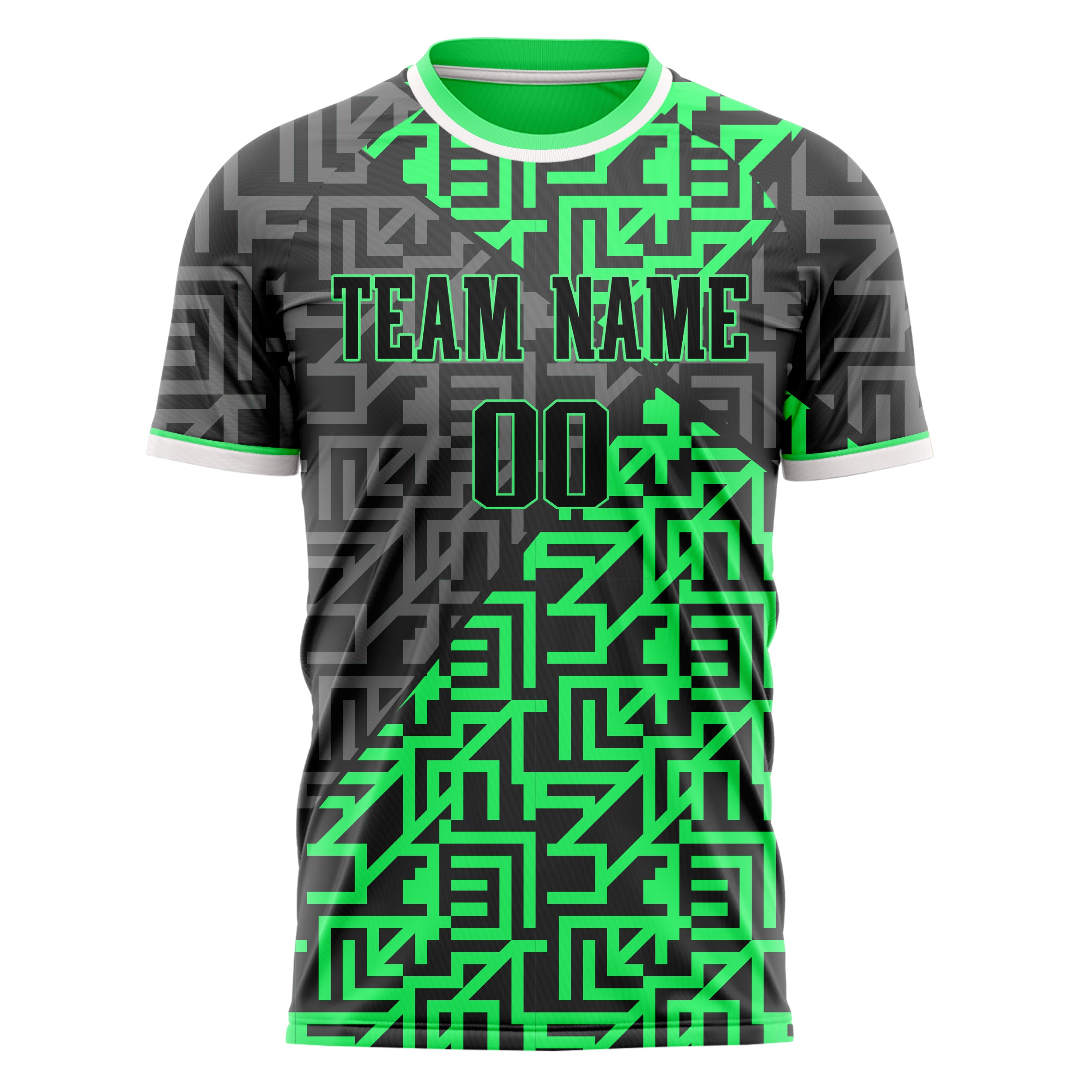 Personalized Neon Green & Gray Pattern Soccer Jersey
