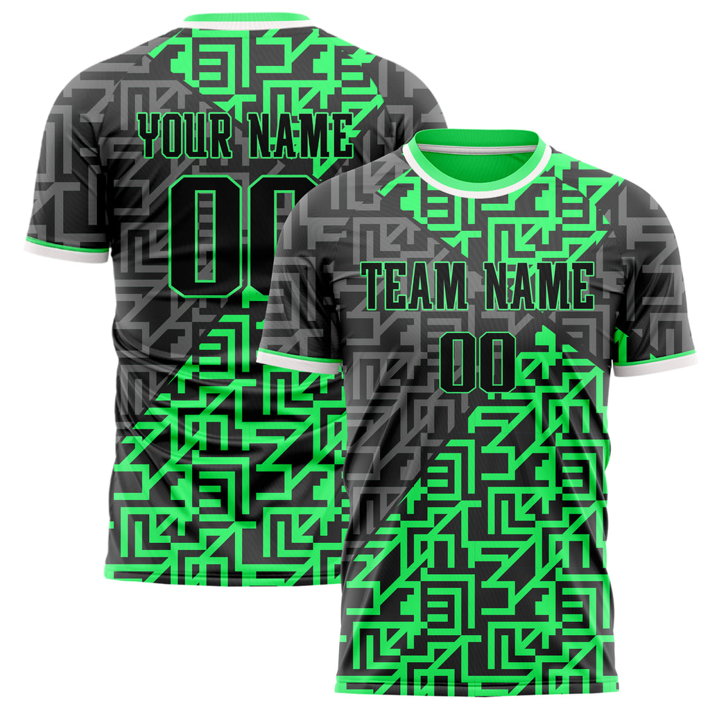 Personalized Neon Green & Gray Pattern Soccer Jersey