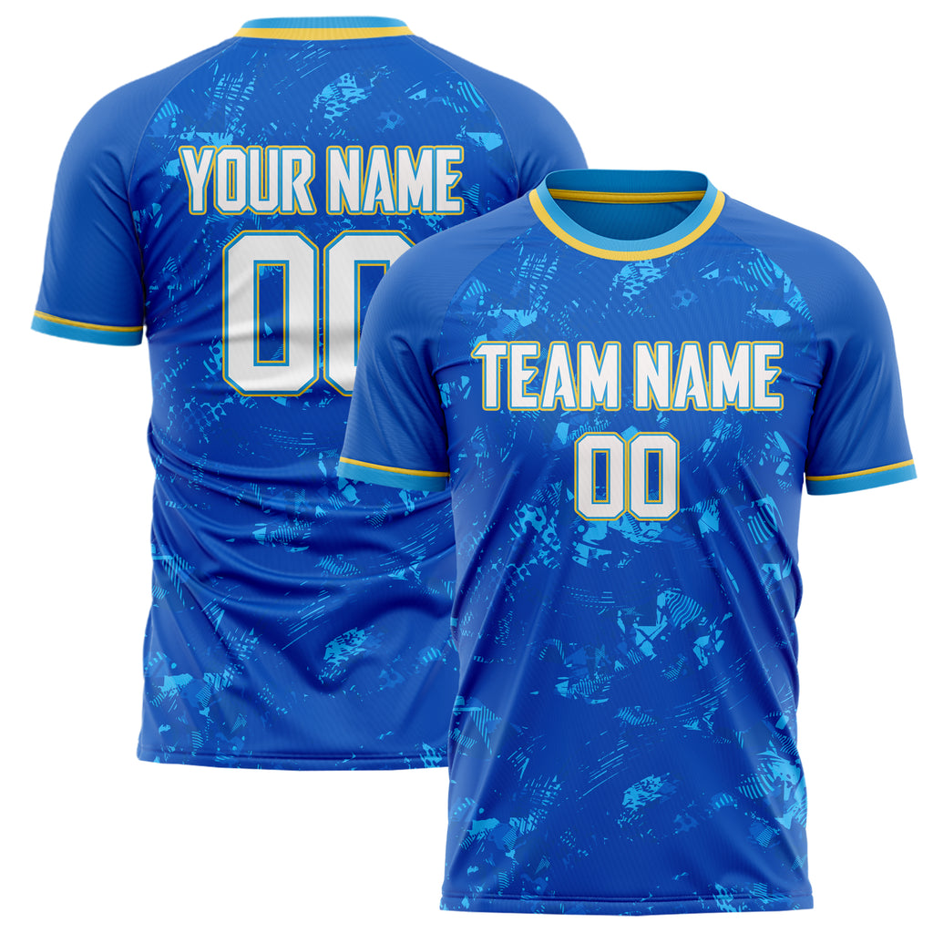 Personalized Royal & Gold Pattern Soccer Jersey