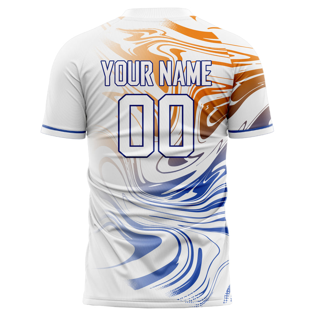 Personalized White & Blue Pattern Soccer Jersey