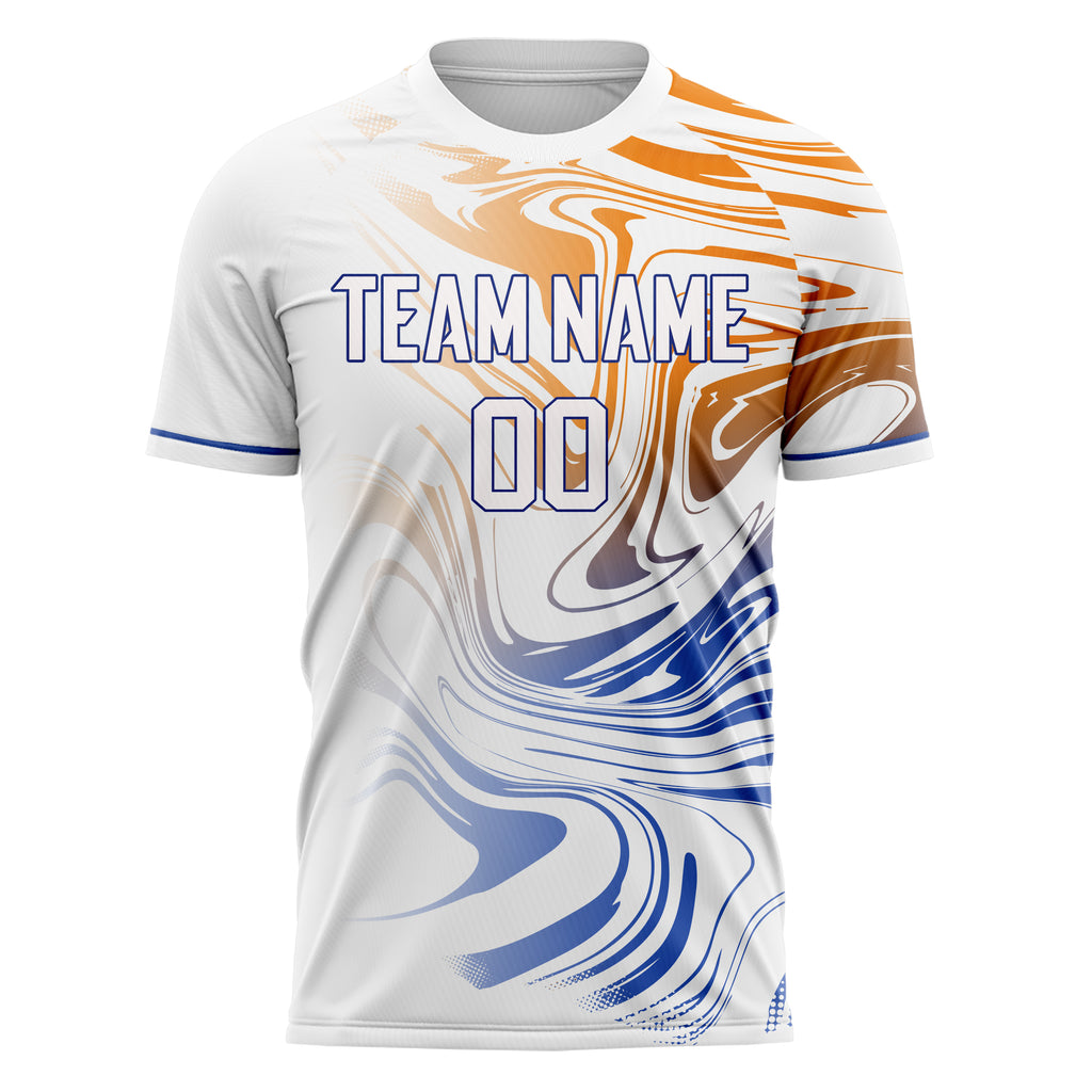 Personalized White & Blue Pattern Soccer Jersey