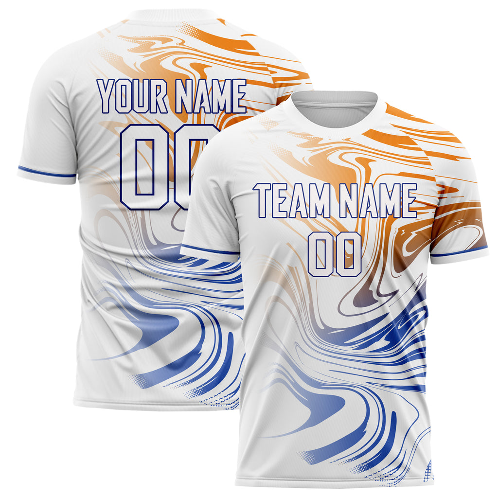 Personalized White & Blue Pattern Soccer Jersey