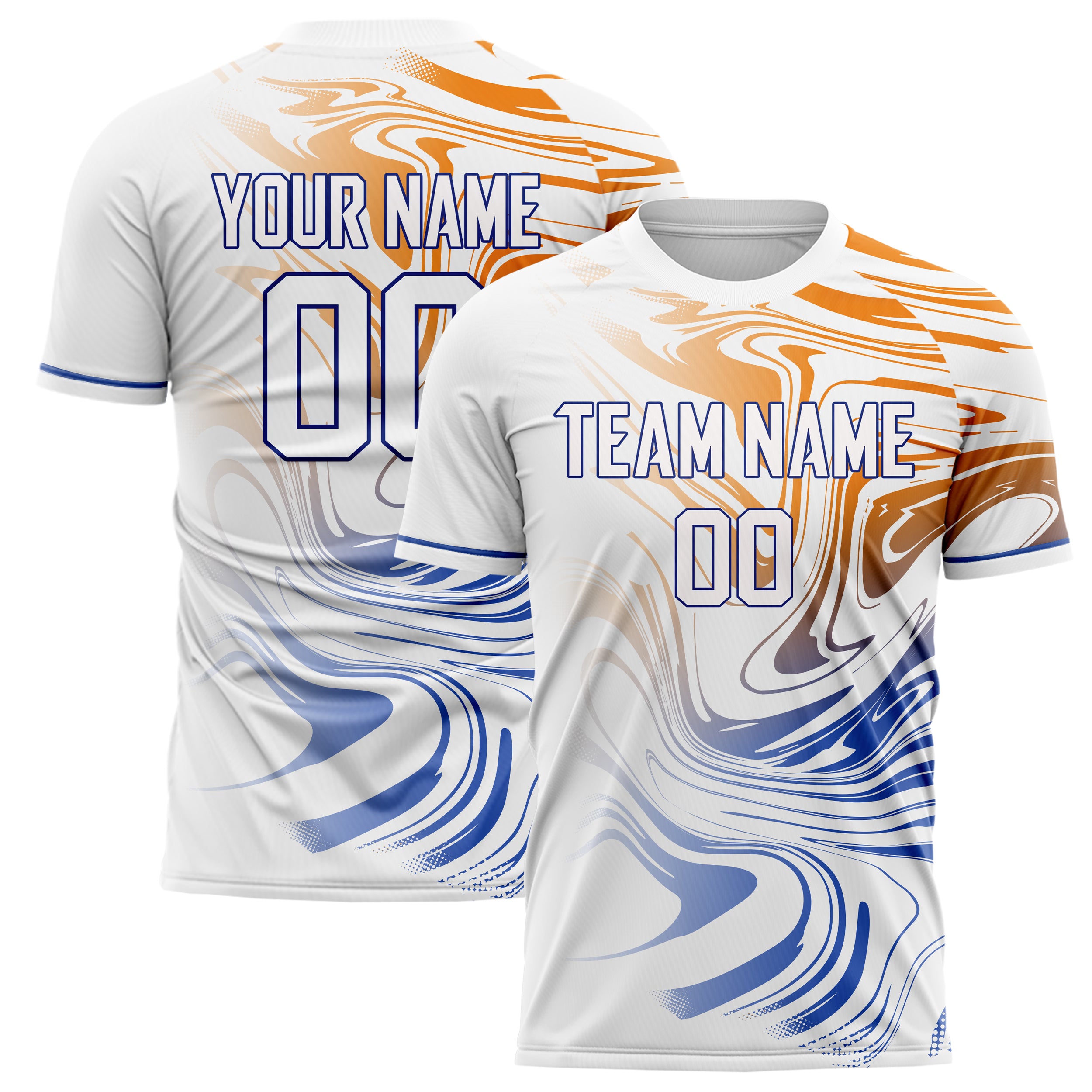 Personalized White & Blue Pattern Soccer Jersey