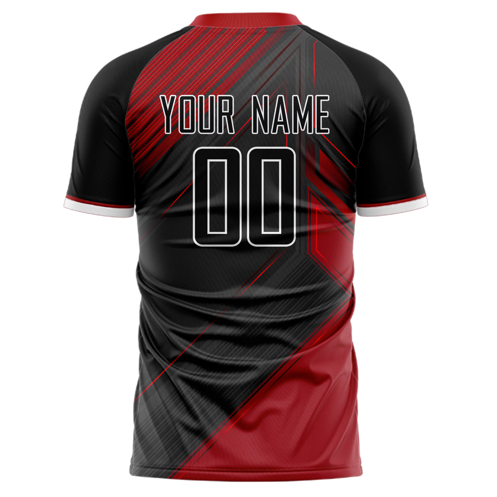 Personalized Gray & Red Pattern Soccer Jersey