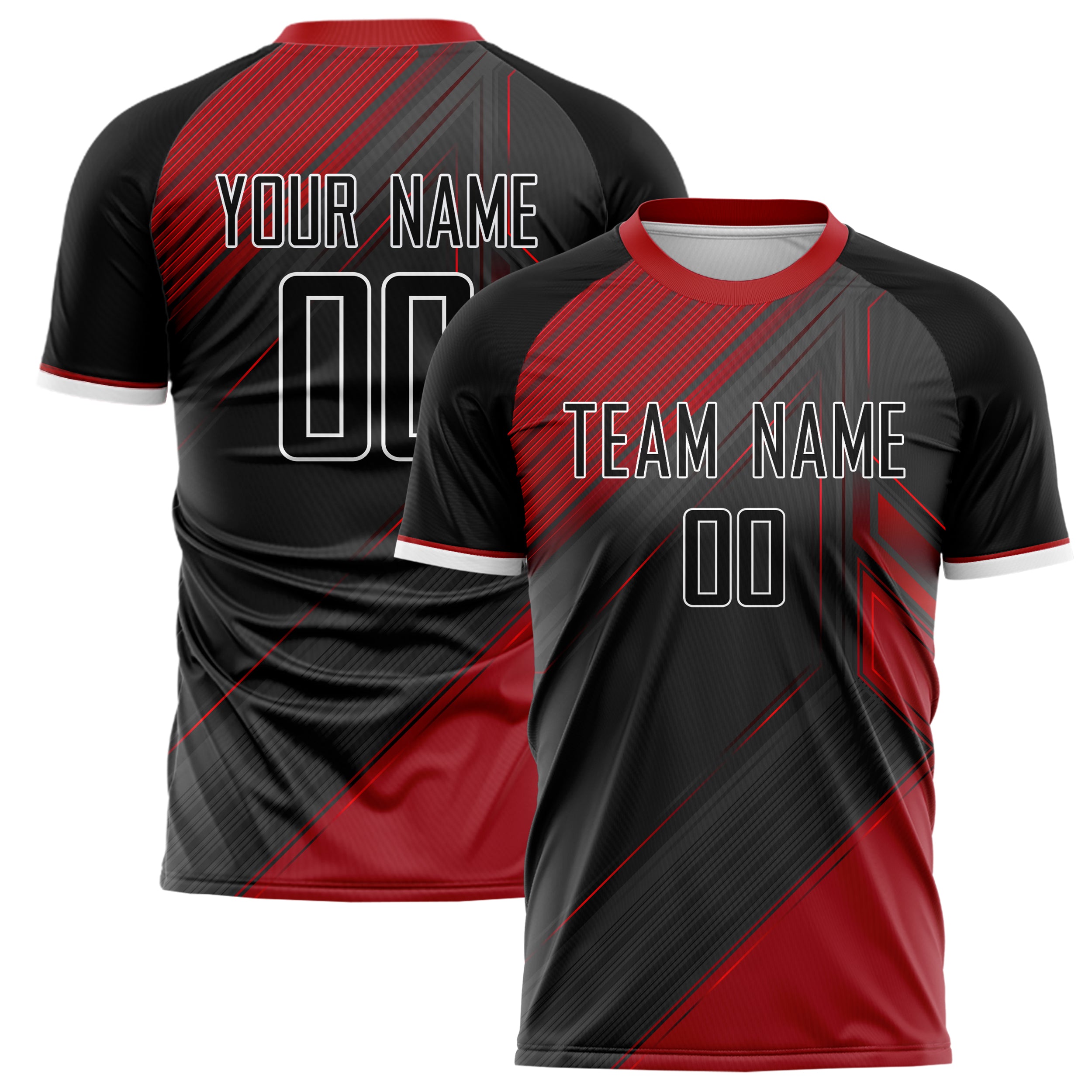 Personalized Gray & Red Pattern Soccer Jersey