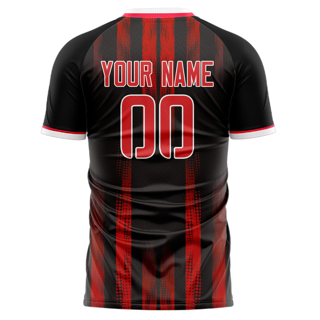 Personalized Black & Red Pattern Soccer Jersey