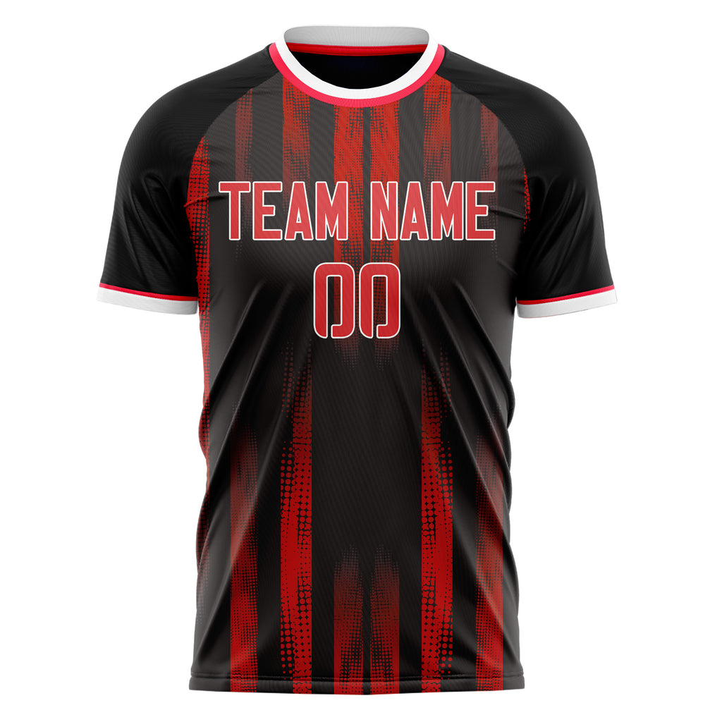 Personalized Black & Red Pattern Soccer Jersey