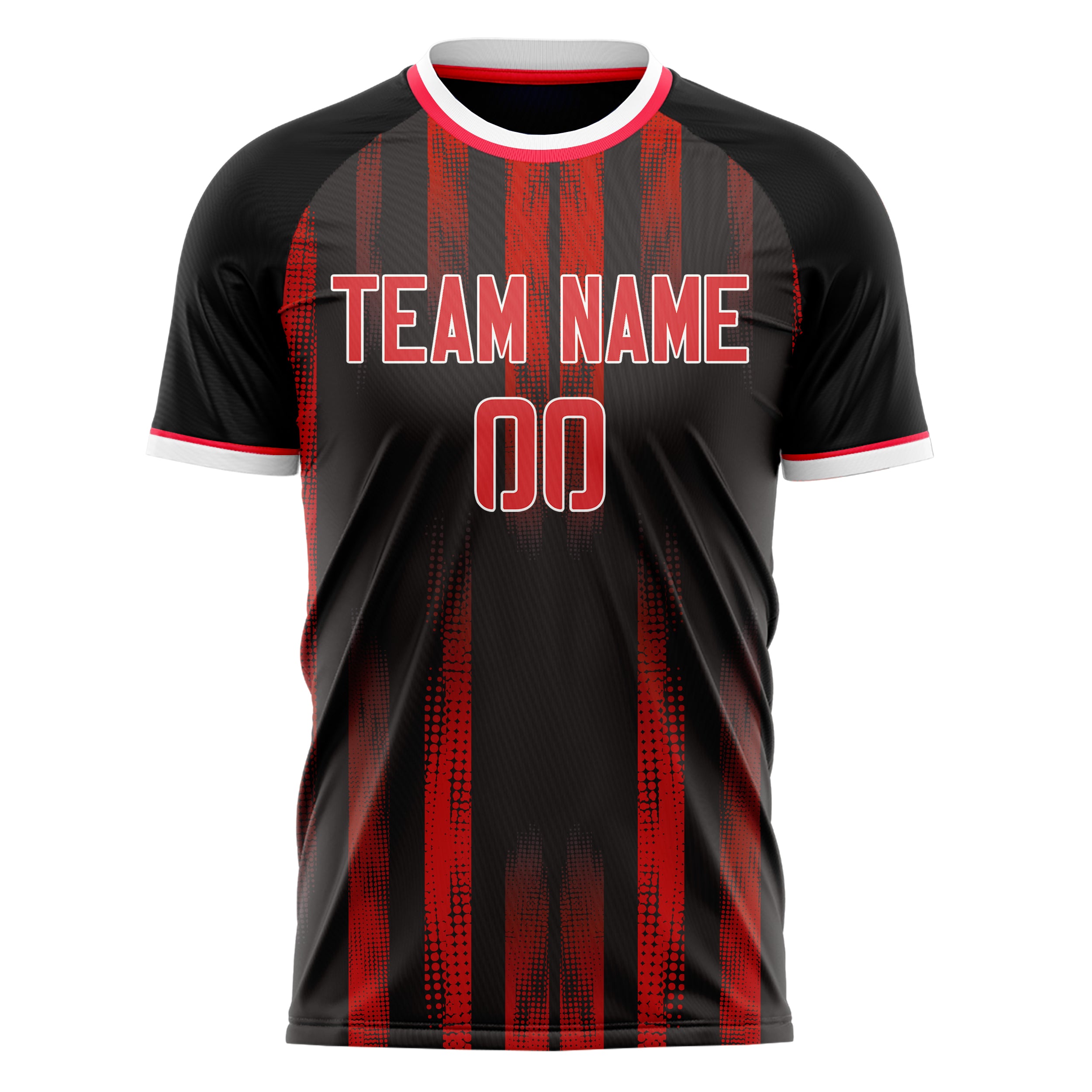 Personalized Black & Red Pattern Soccer Jersey