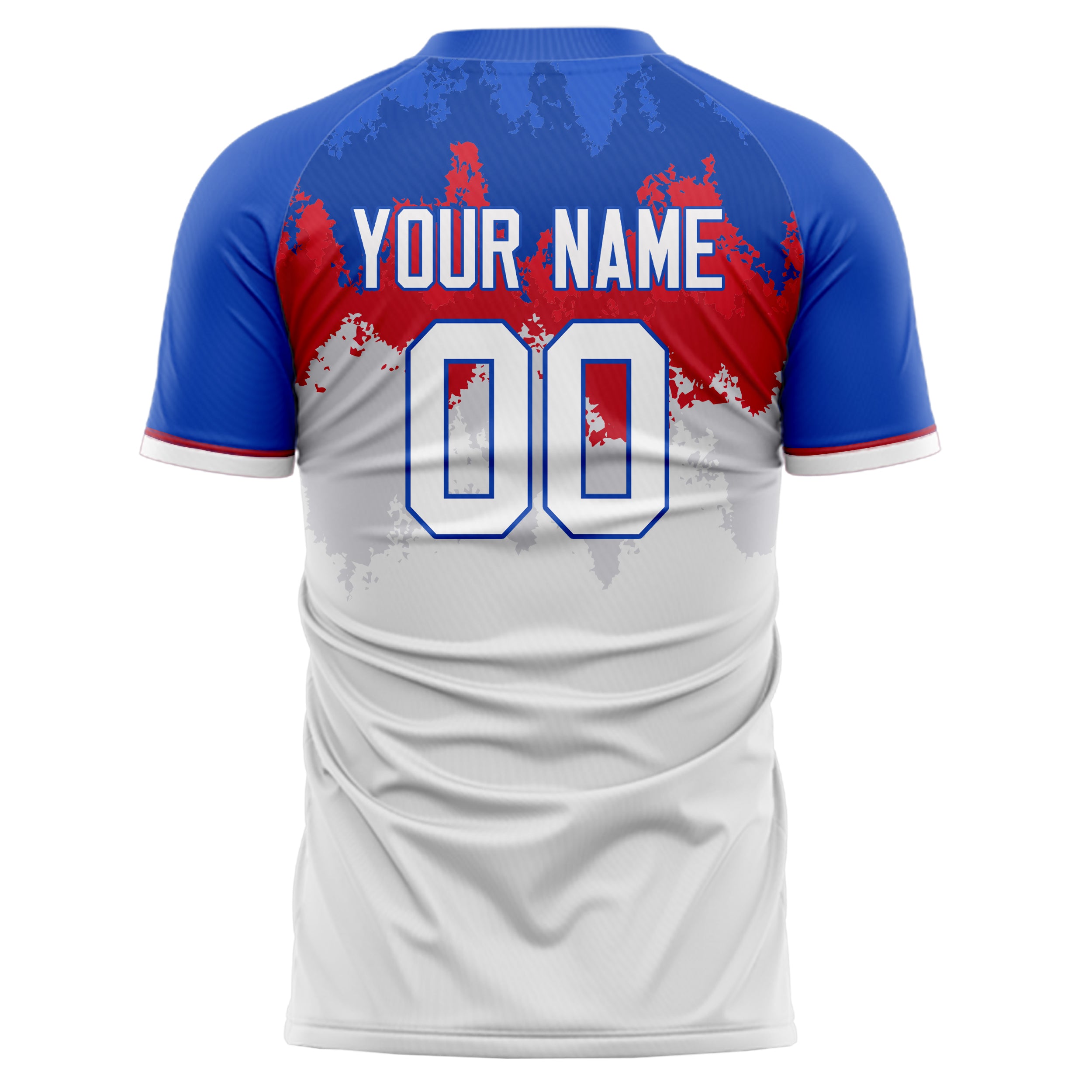 Personalized White & Blue Pattern Soccer Jersey