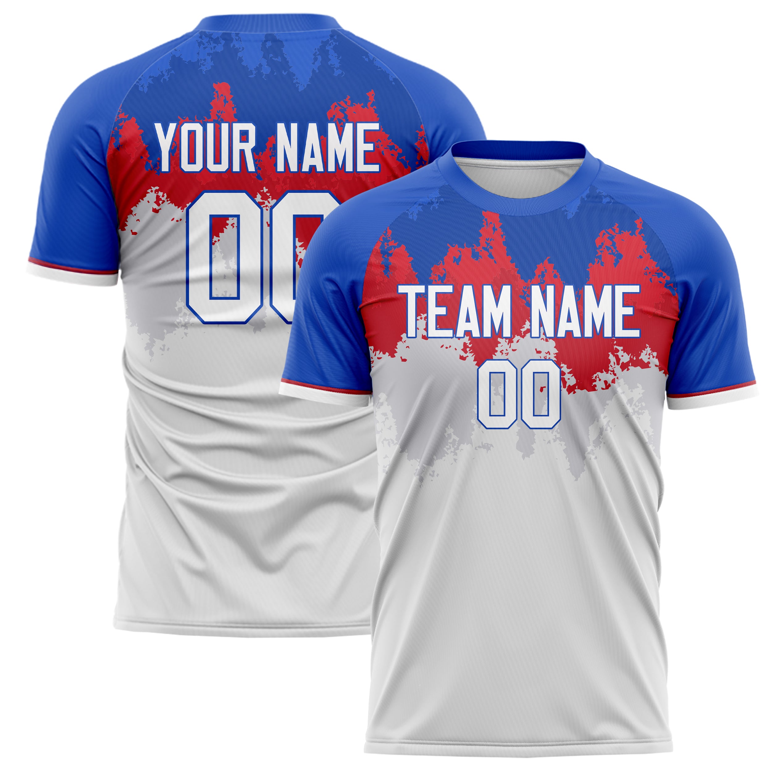Personalized White & Blue Pattern Soccer Jersey