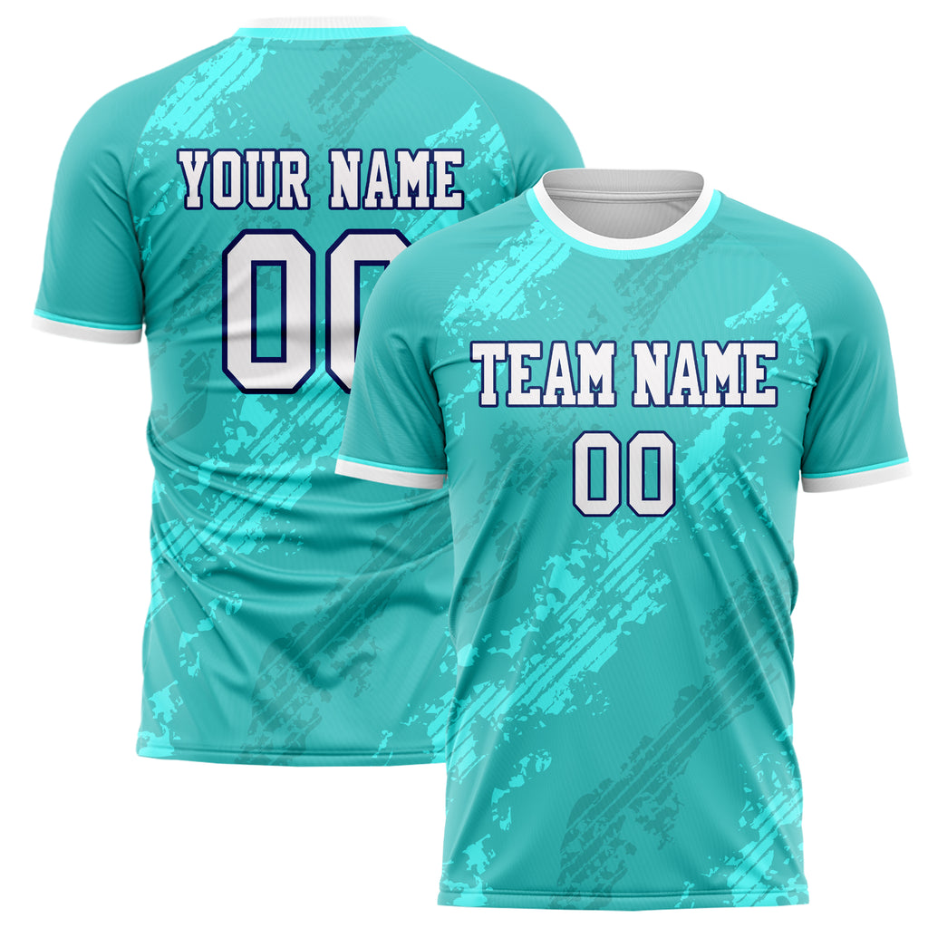 Personalized Teal & White Pattern Soccer Jersey