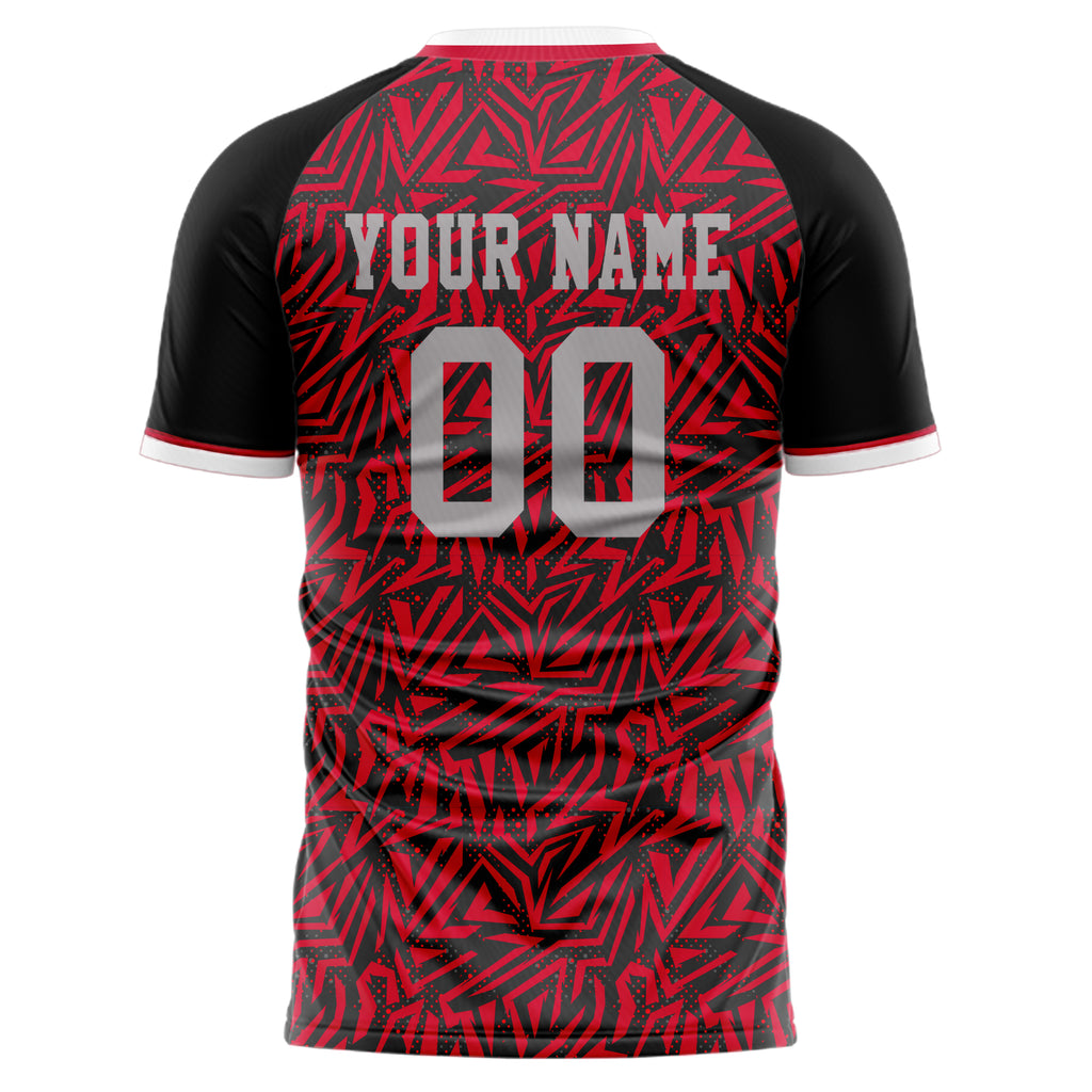 Personalized Red & Black Pattern Soccer Jersey