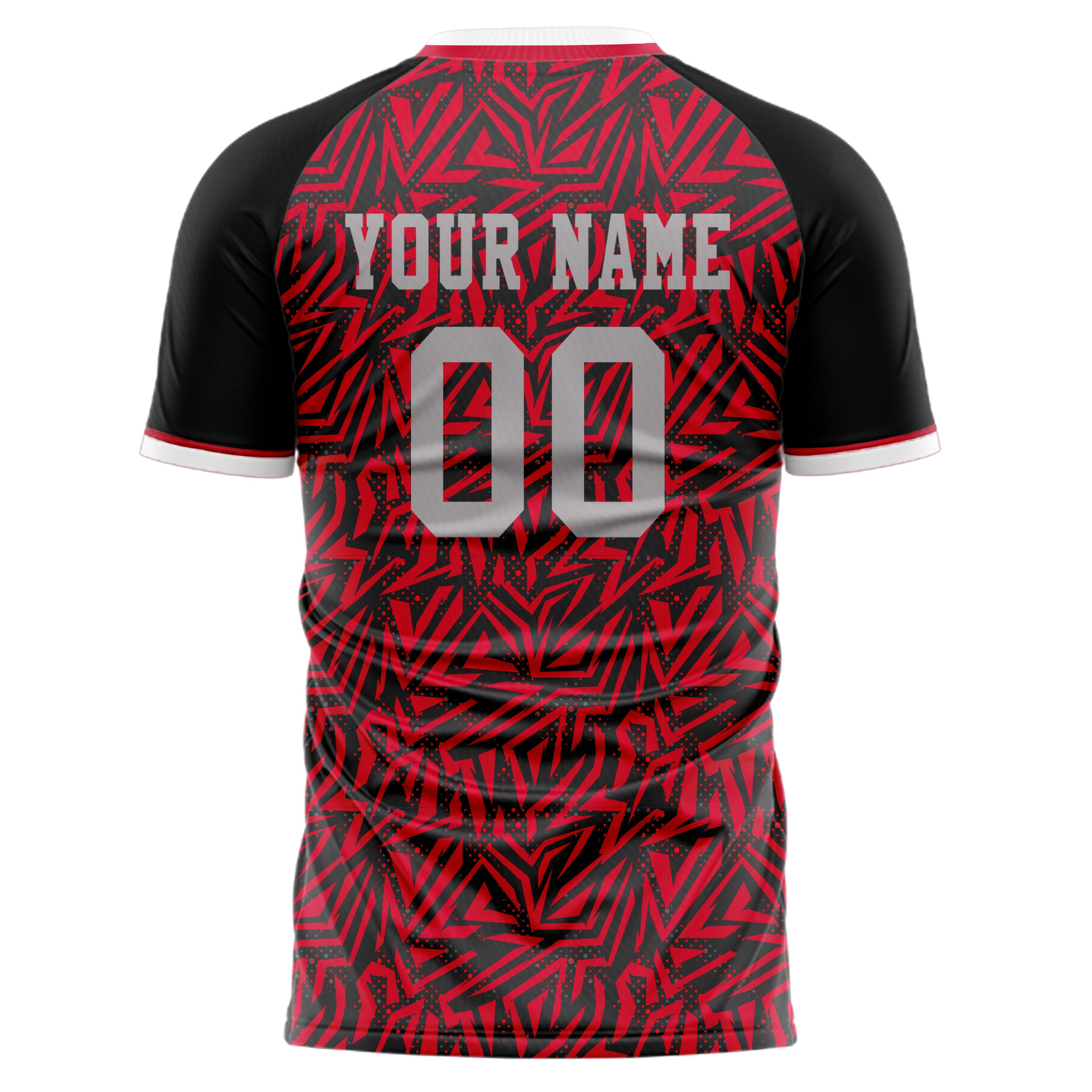 Personalized Red & Black Pattern Soccer Jersey