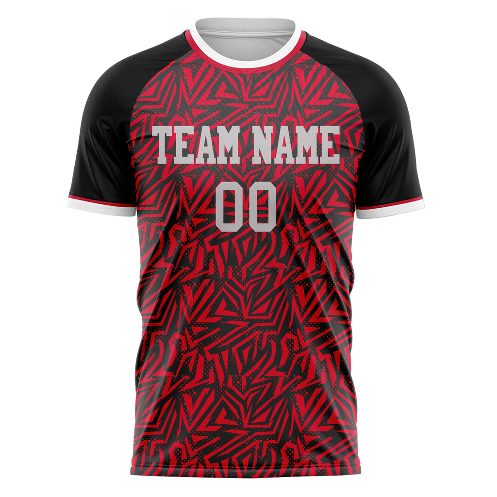 Personalized Red & Black Pattern Soccer Jersey