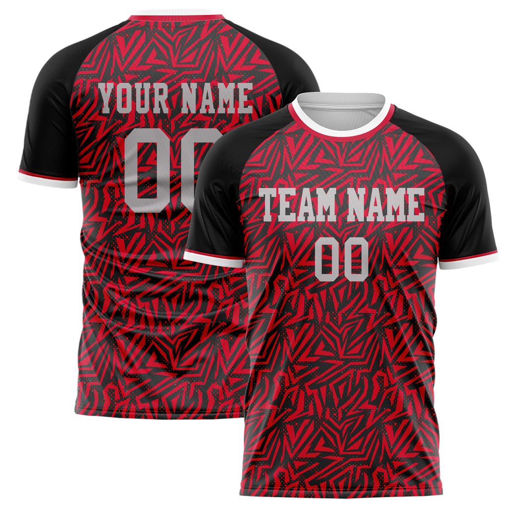 Personalized Red & Black Pattern Soccer Jersey
