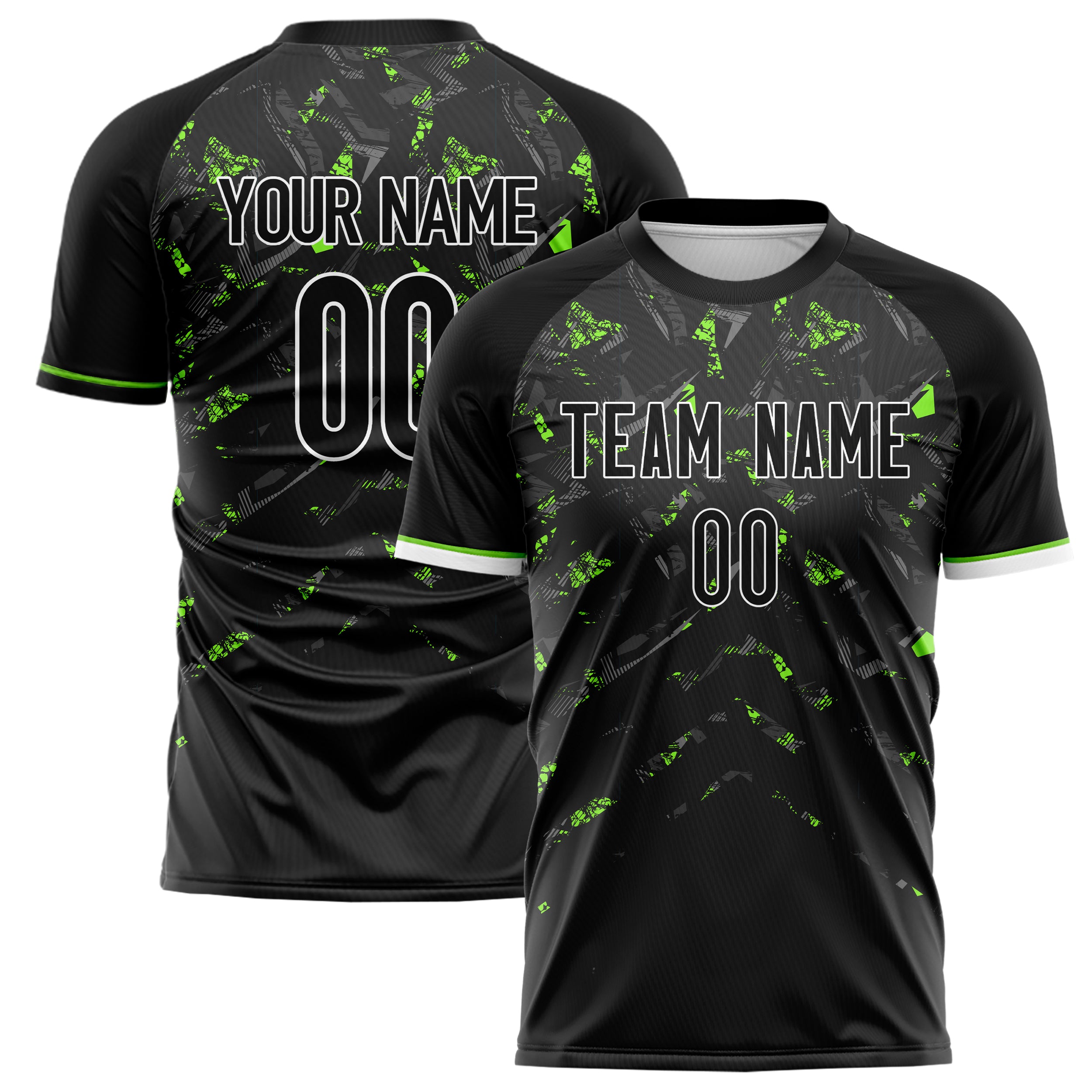 Personalized Black & Teal Pattern Soccer Jersey