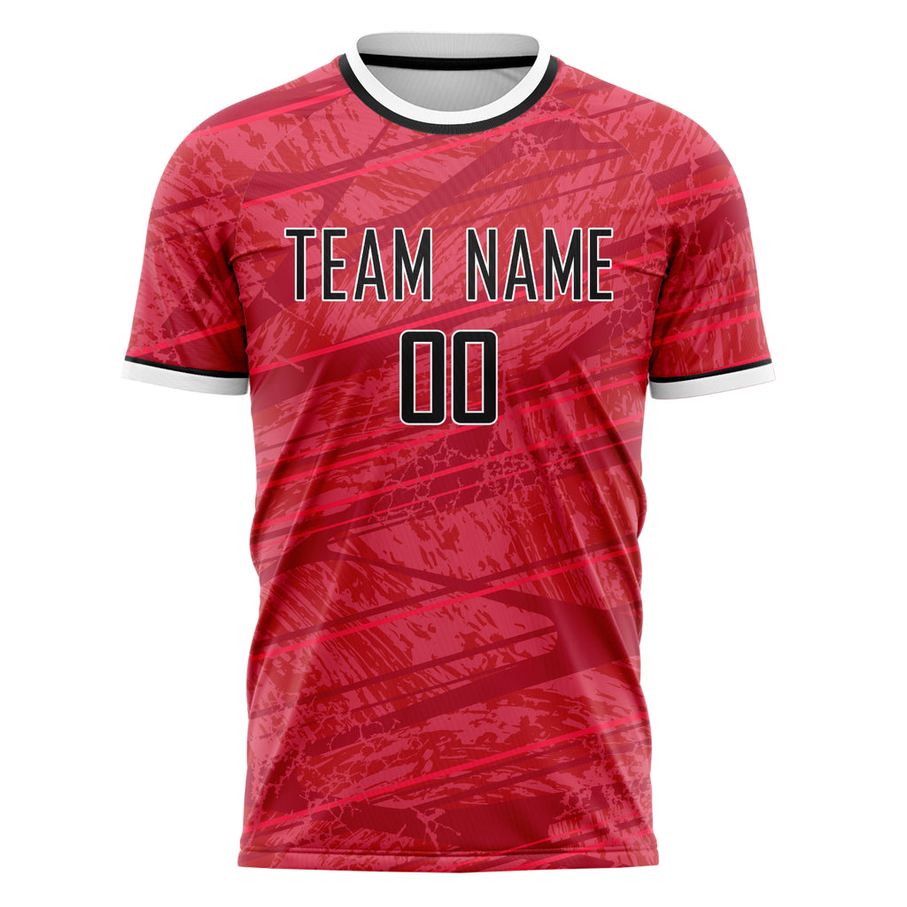 Personalized Red & Black Pattern Soccer Jersey