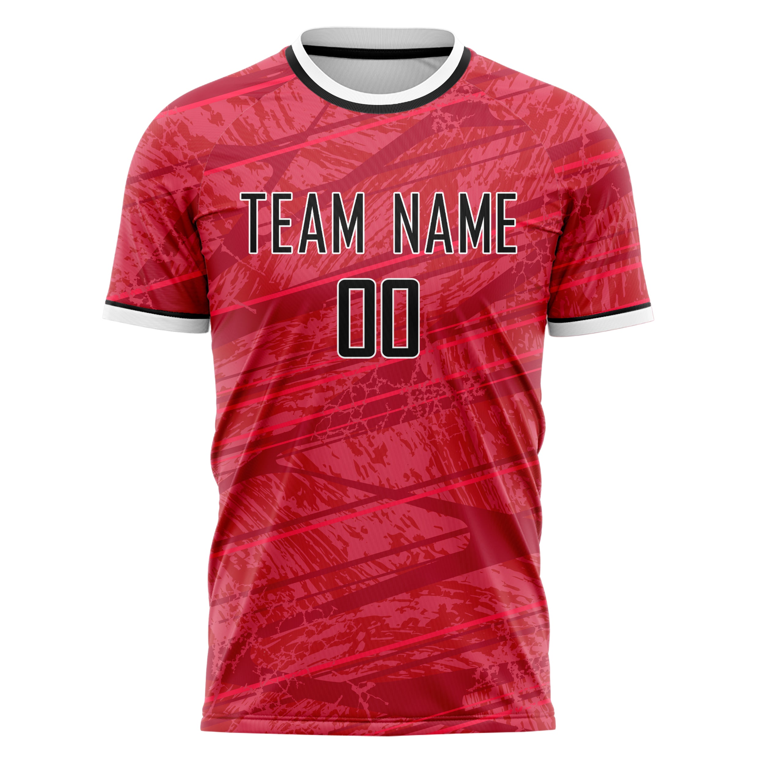 Personalized Red & Black Pattern Soccer Jersey