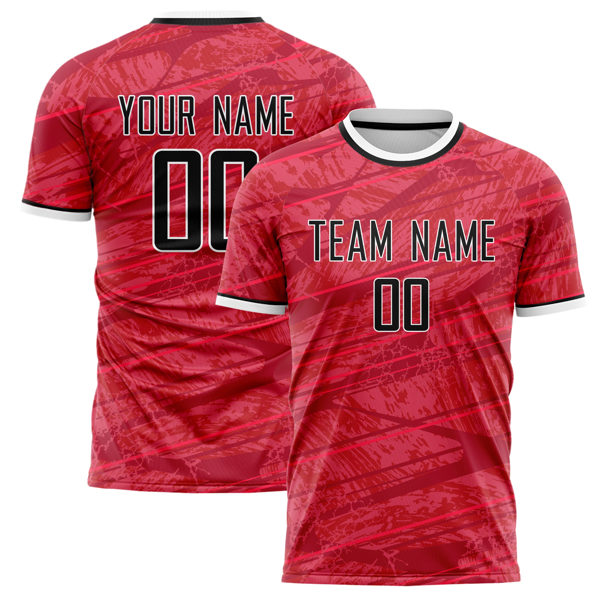 Personalized Red & Black Pattern Soccer Jersey