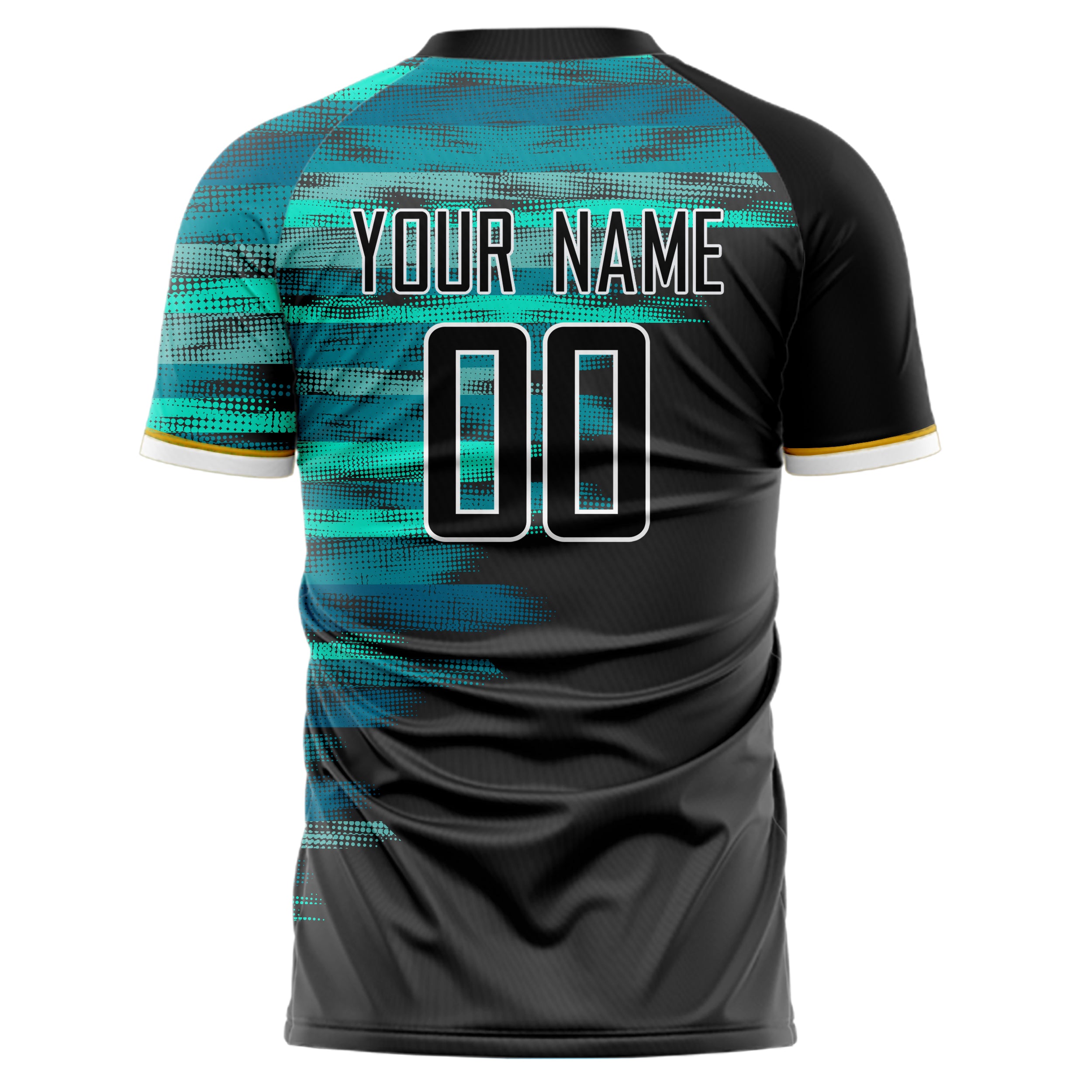 Personalized Black & Teal Pattern Soccer Jersey