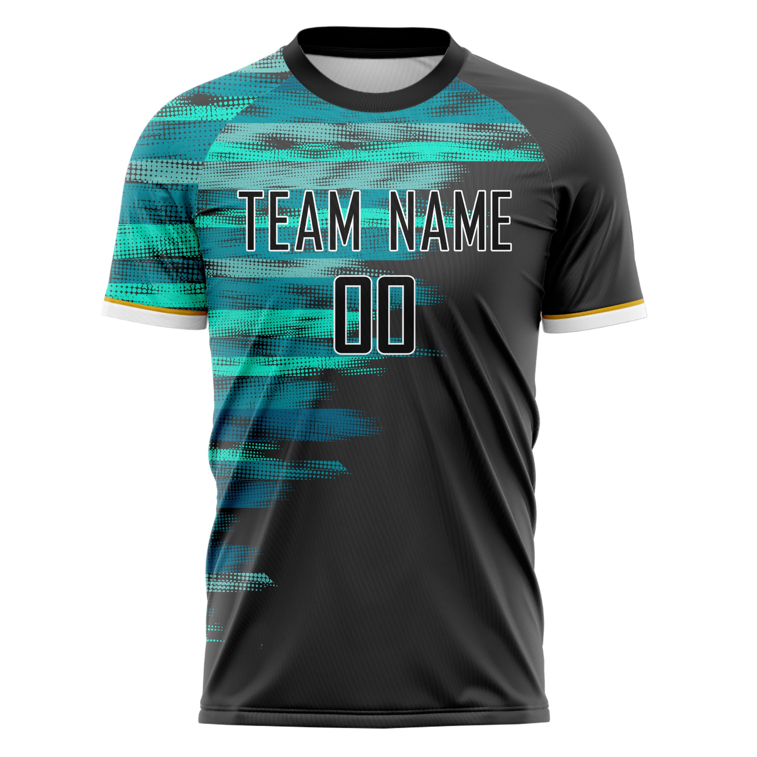 Personalized Black & Teal Pattern Soccer Jersey