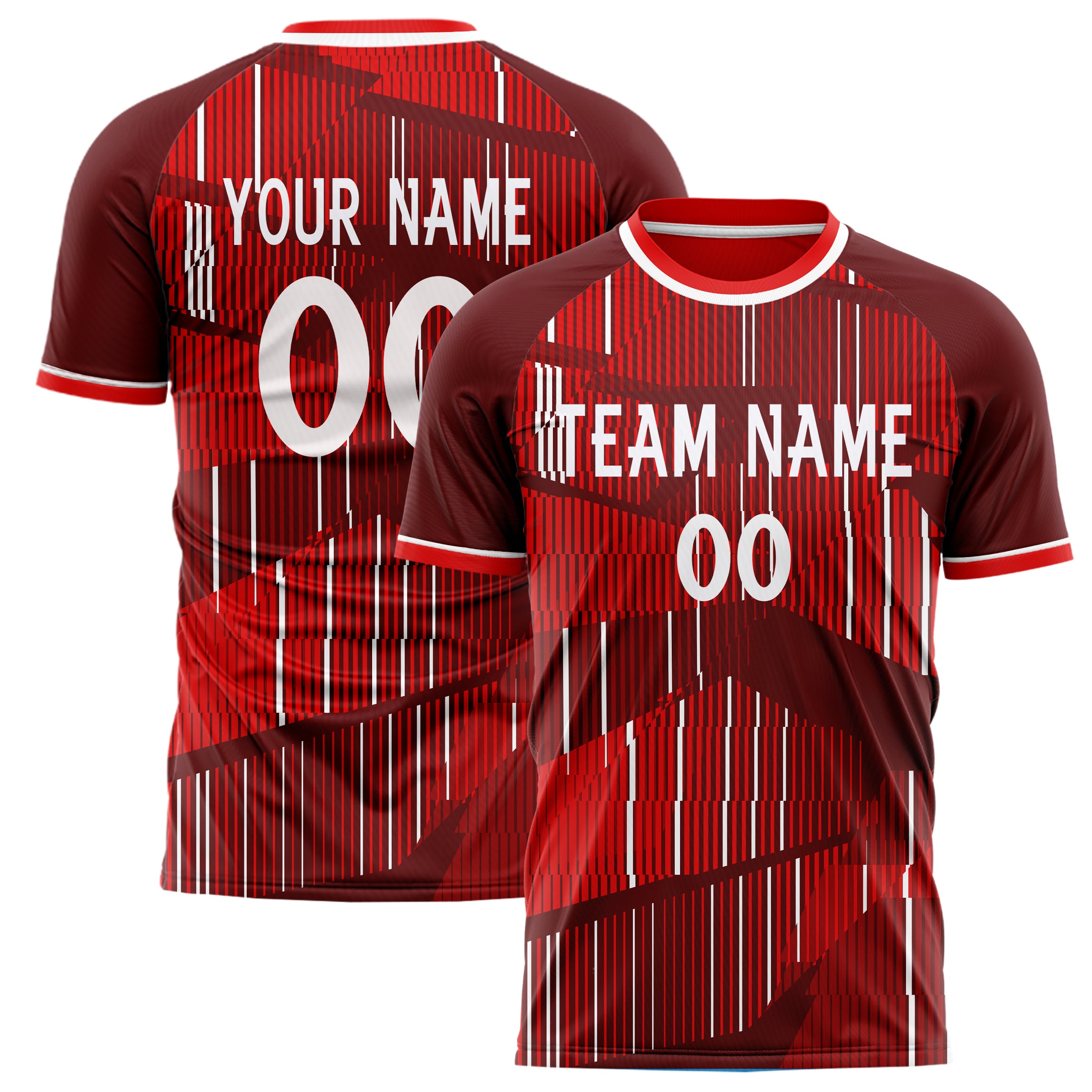 Personalized Red & White Pattern Soccer Jersey