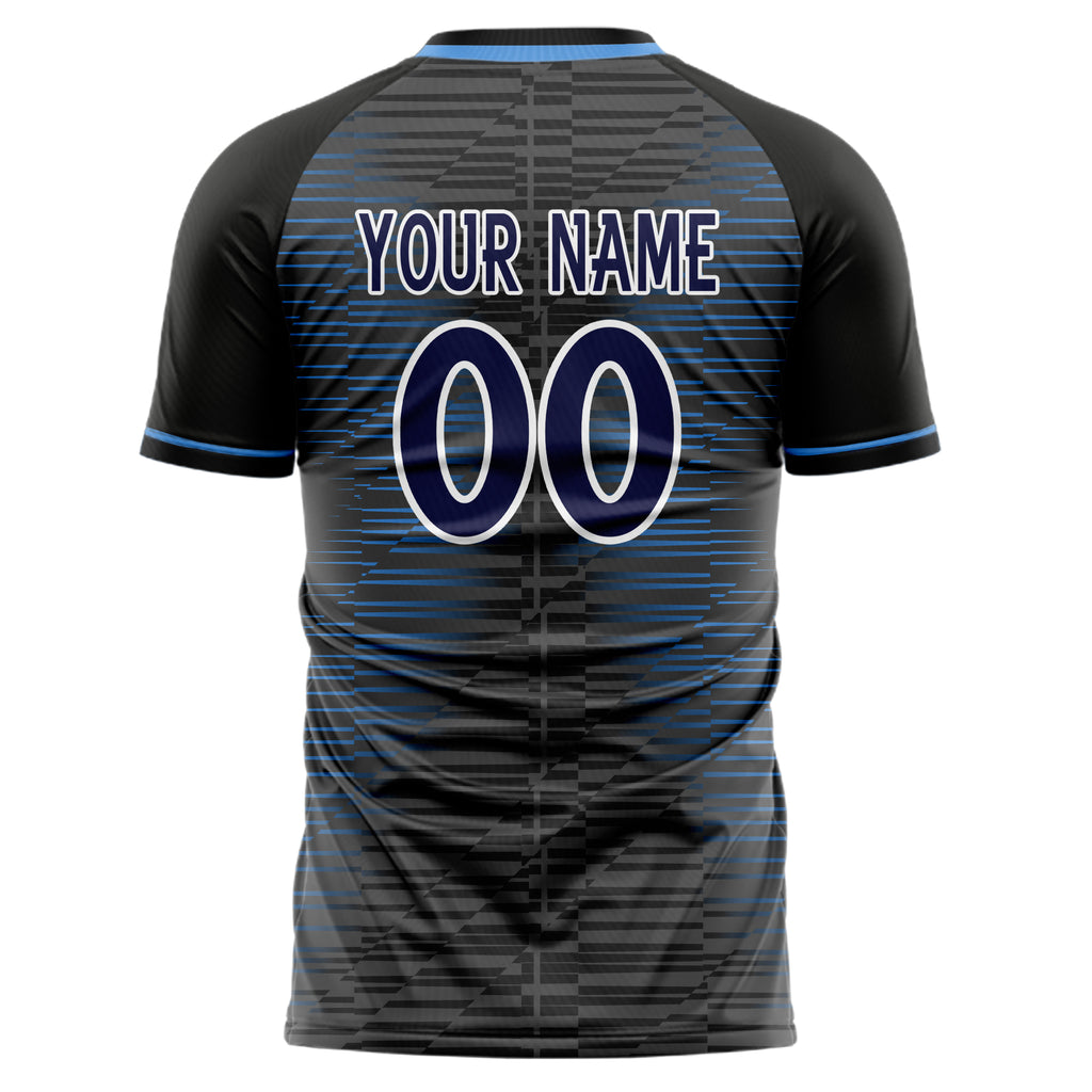Personalized Black & Navy Pattern Soccer Jersey