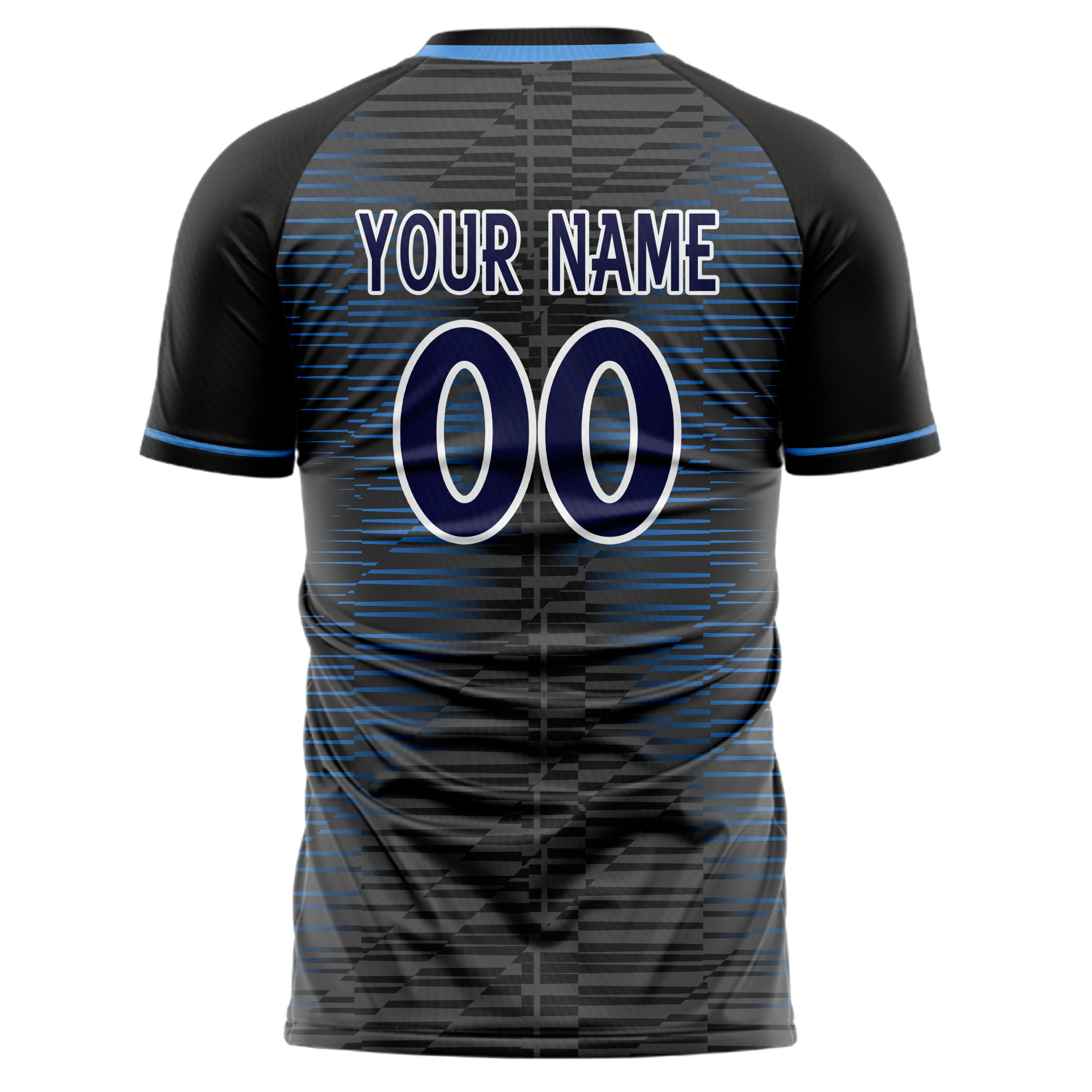 Personalized Black & Navy Pattern Soccer Jersey
