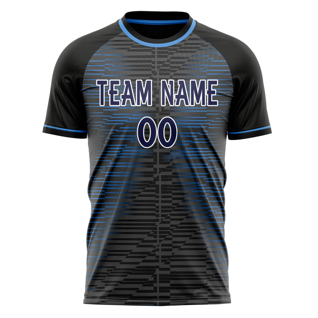 Personalized Black & Navy Pattern Soccer Jersey