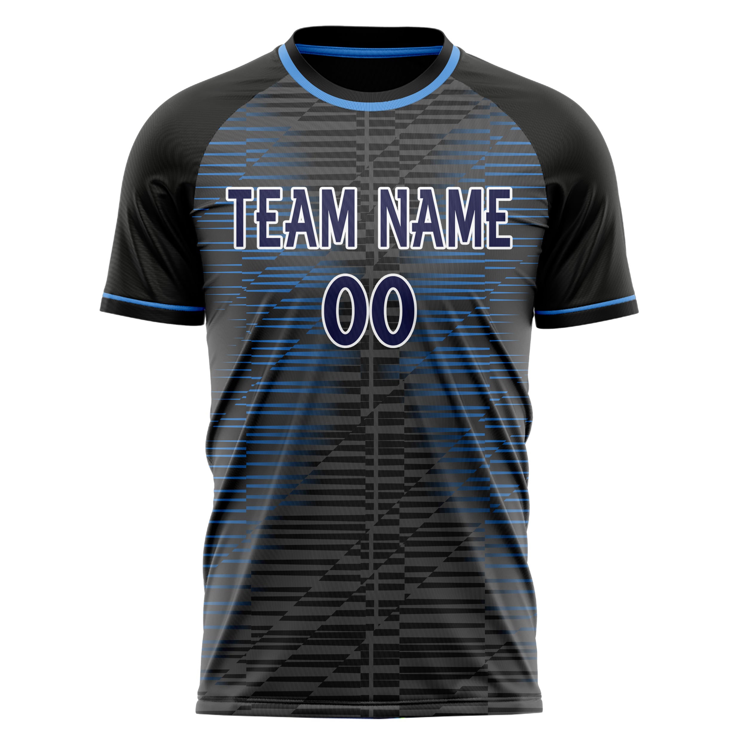 Personalized Black & Navy Pattern Soccer Jersey