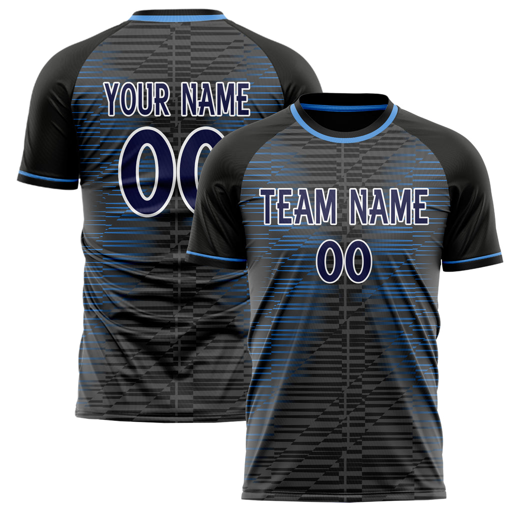 Personalized Black & Navy Pattern Soccer Jersey