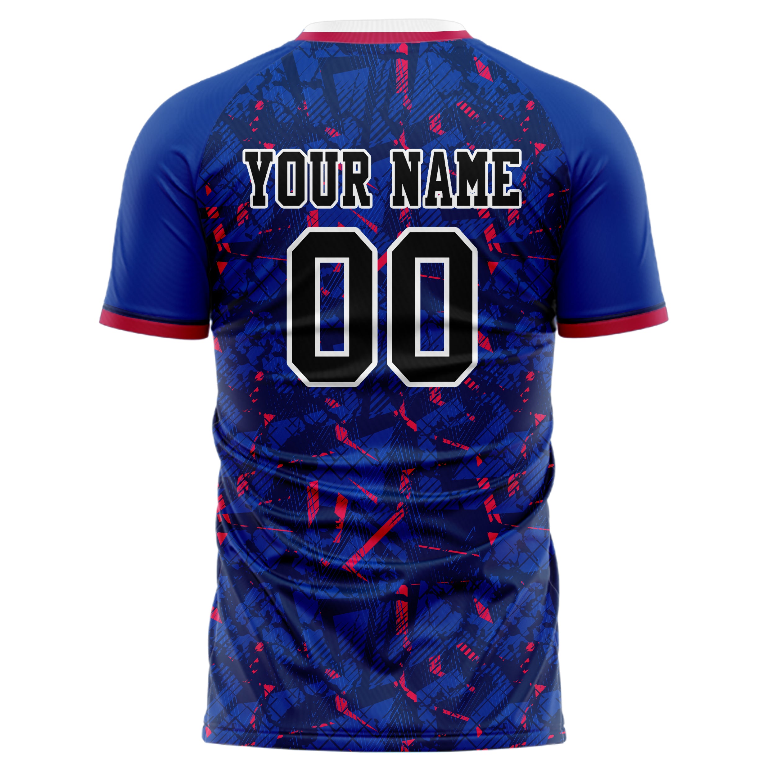 Personalized Royal & Red Pattern Soccer Jersey
