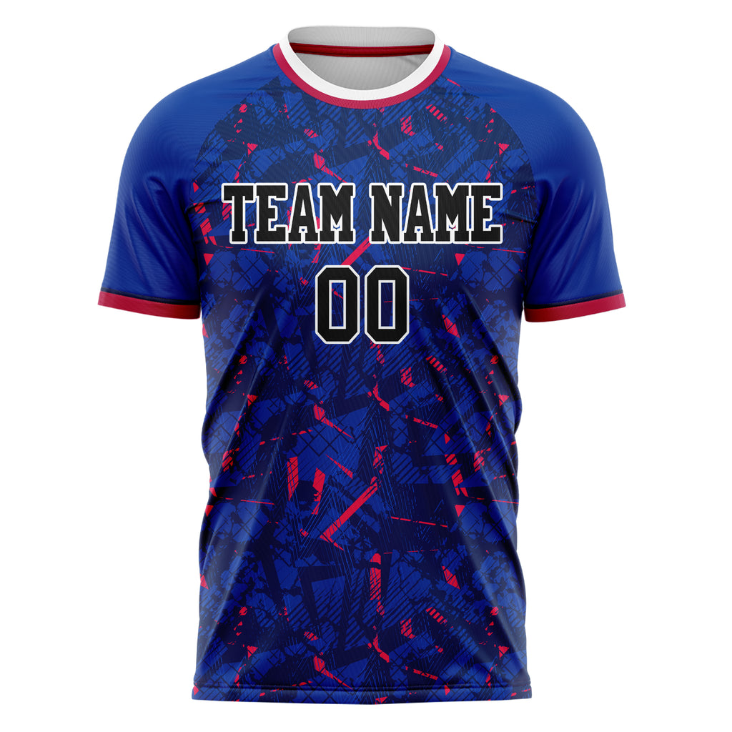 Personalized Royal & Red Pattern Soccer Jersey