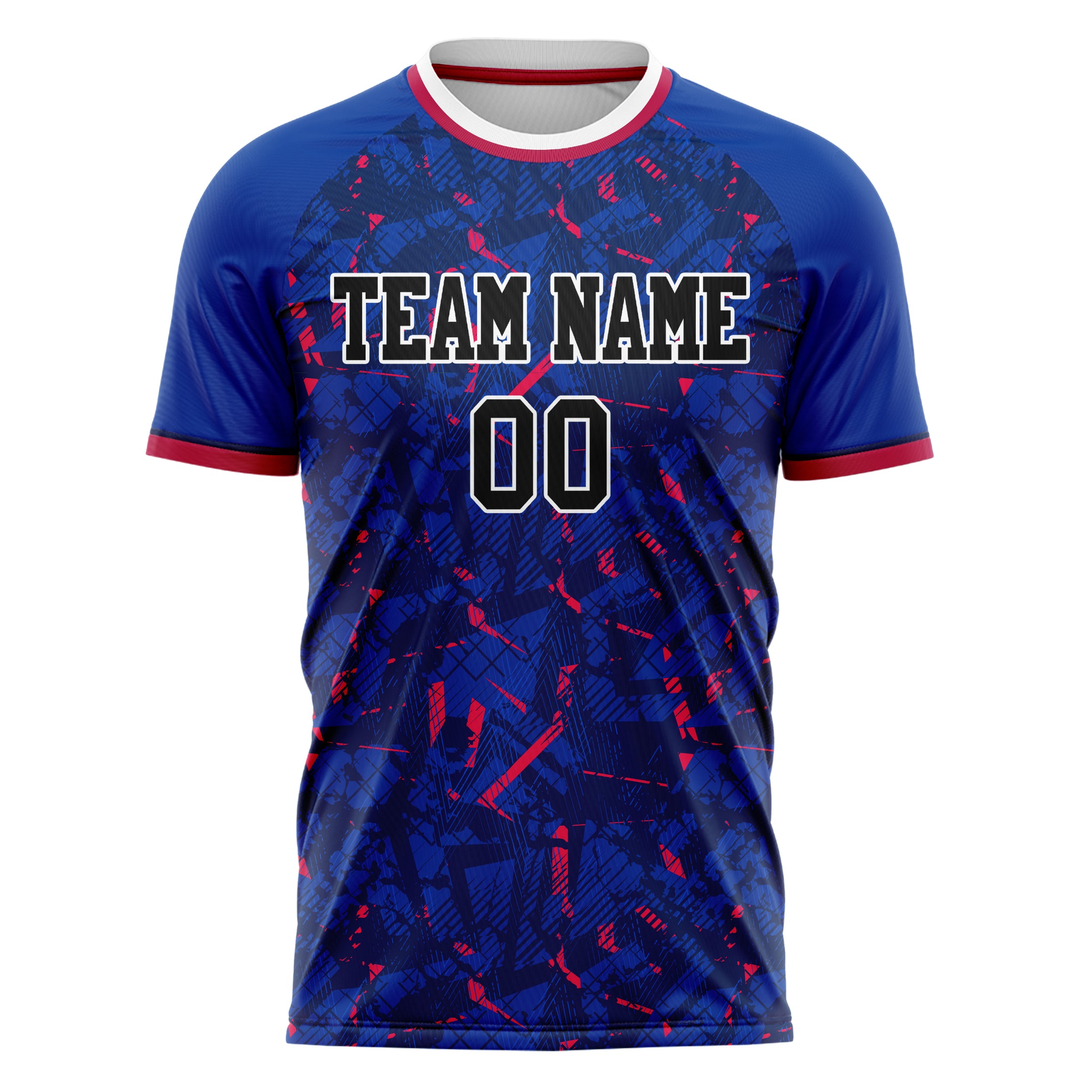 Personalized Royal & Red Pattern Soccer Jersey