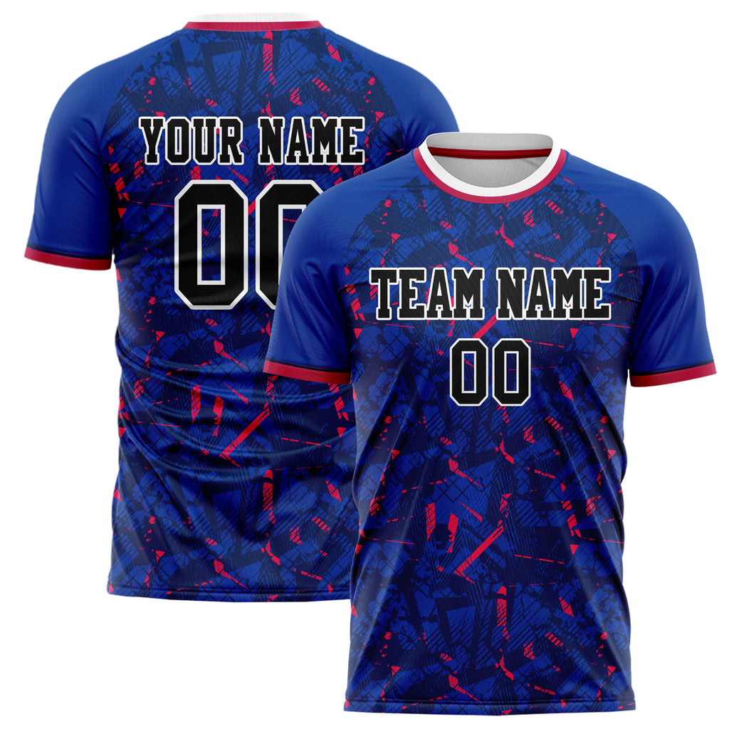 Personalized Royal & Red Pattern Soccer Jersey