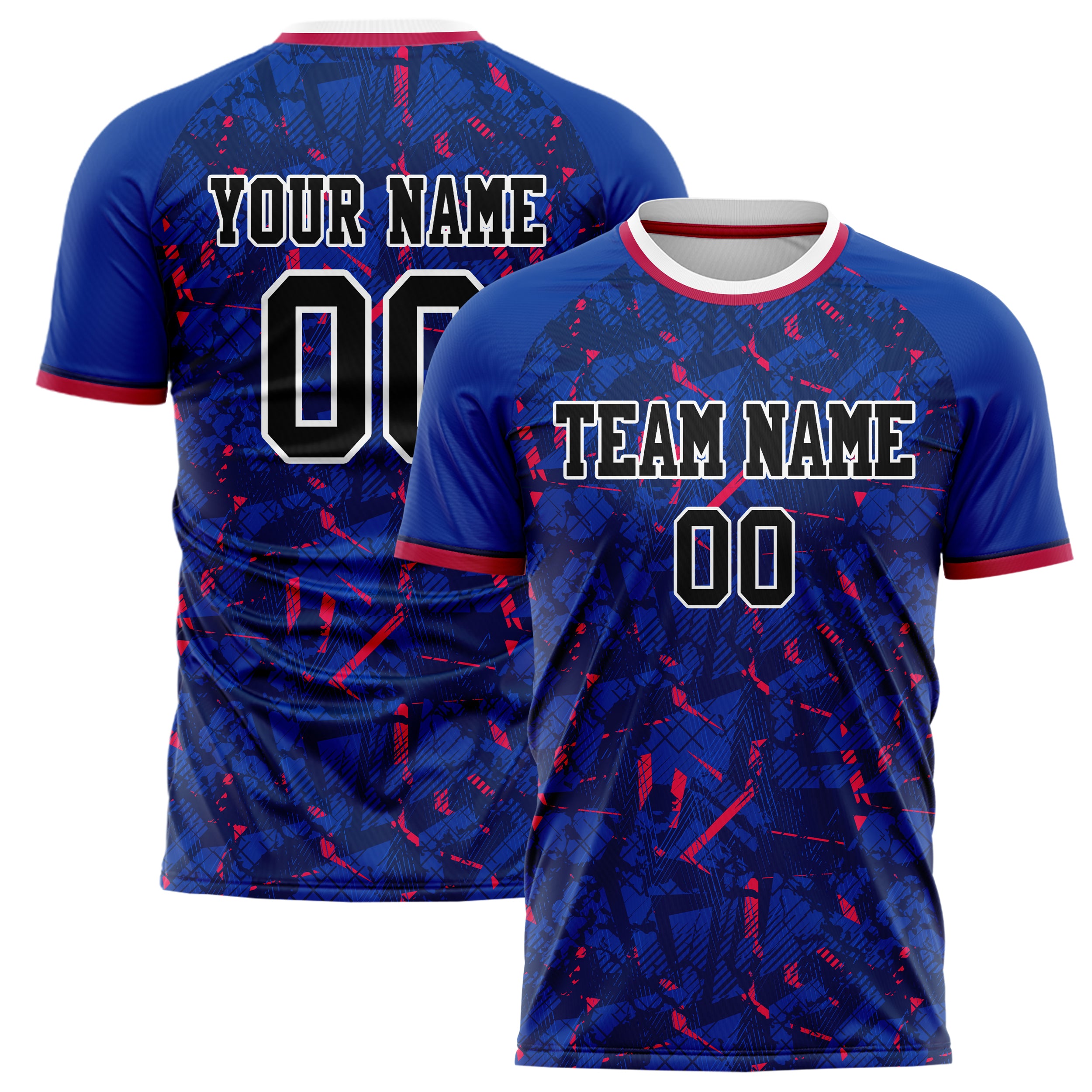 Personalized Royal & Red Pattern Soccer Jersey