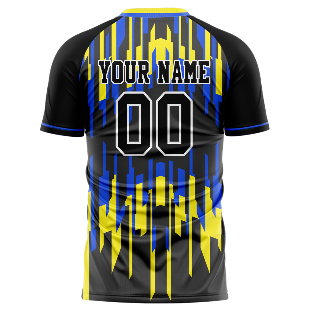Personalized Black & Yellow Pattern Soccer Jersey