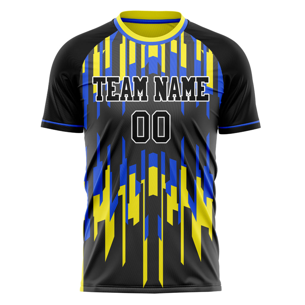 Personalized Black & Yellow Pattern Soccer Jersey