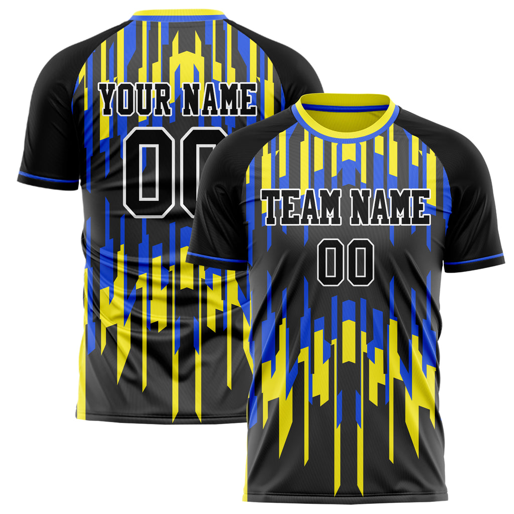 Personalized Black & Yellow Pattern Soccer Jersey