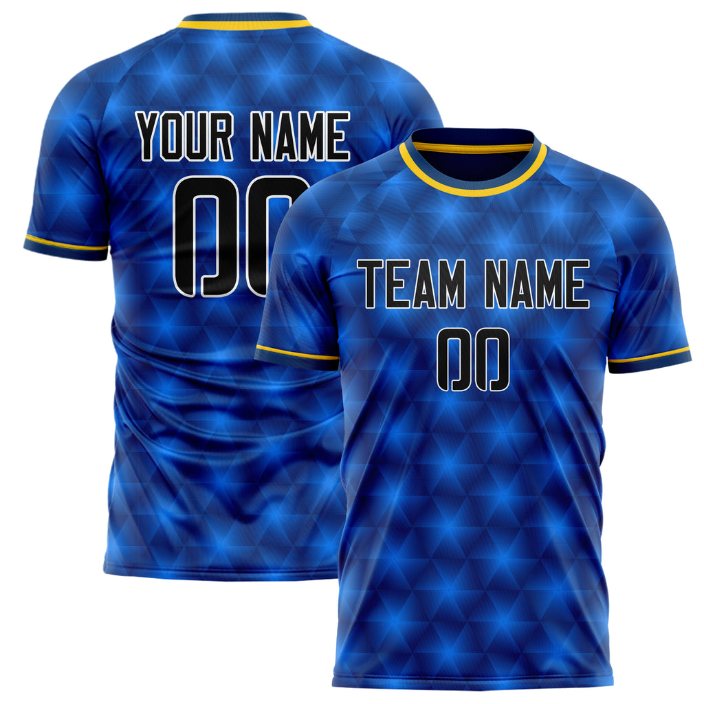 Personalized Royal & Gold Pattern Soccer Jersey