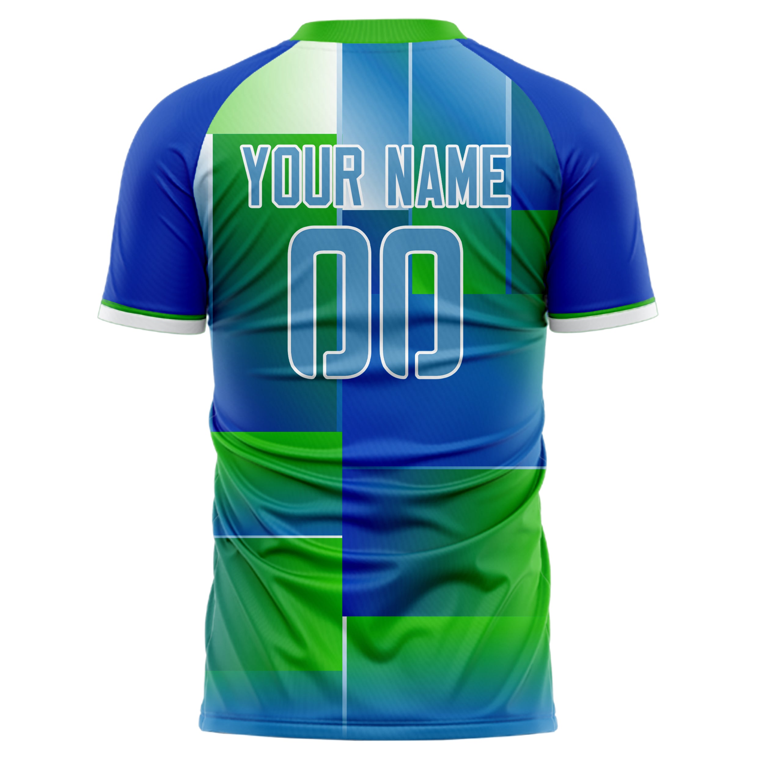 Personalized Kelly Green & Blue Pattern Soccer Jersey