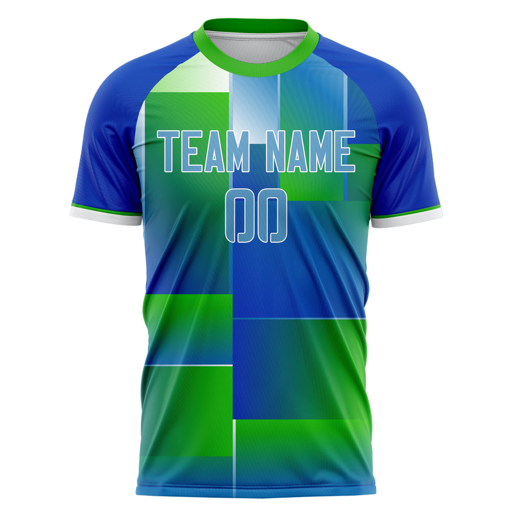Personalized Kelly Green & Blue Pattern Soccer Jersey