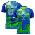 Personalized Kelly Green & Blue Pattern Soccer Jersey