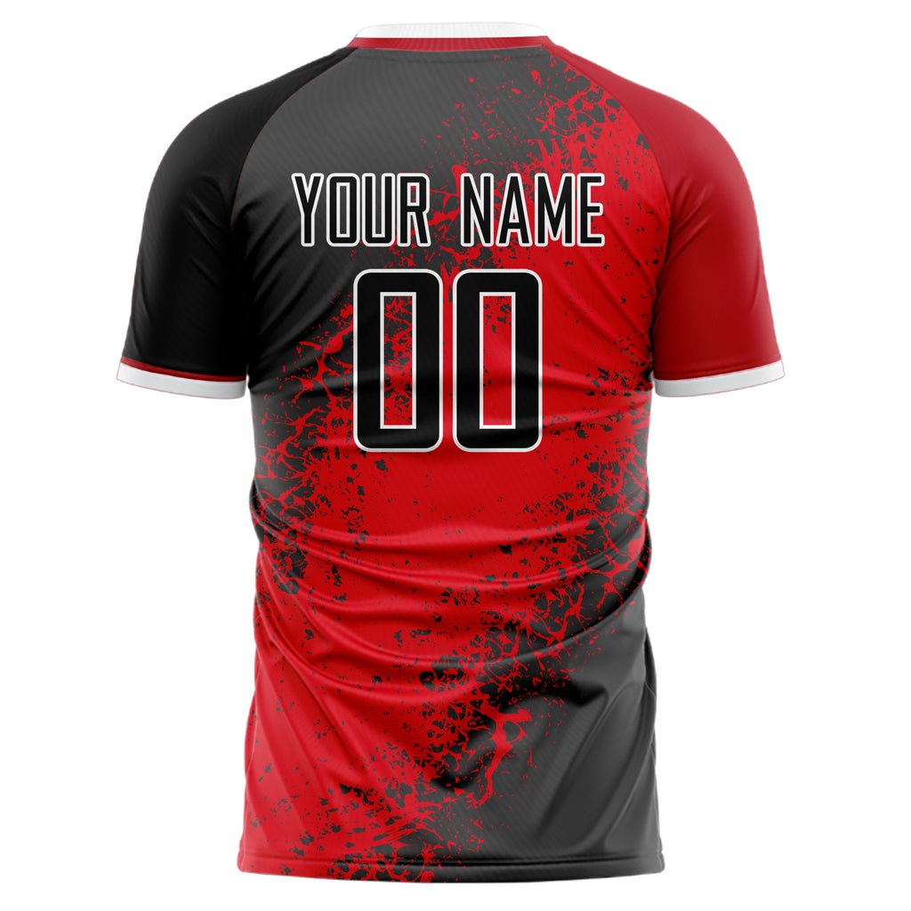 Personalized Red & Gray Pattern Soccer Jersey