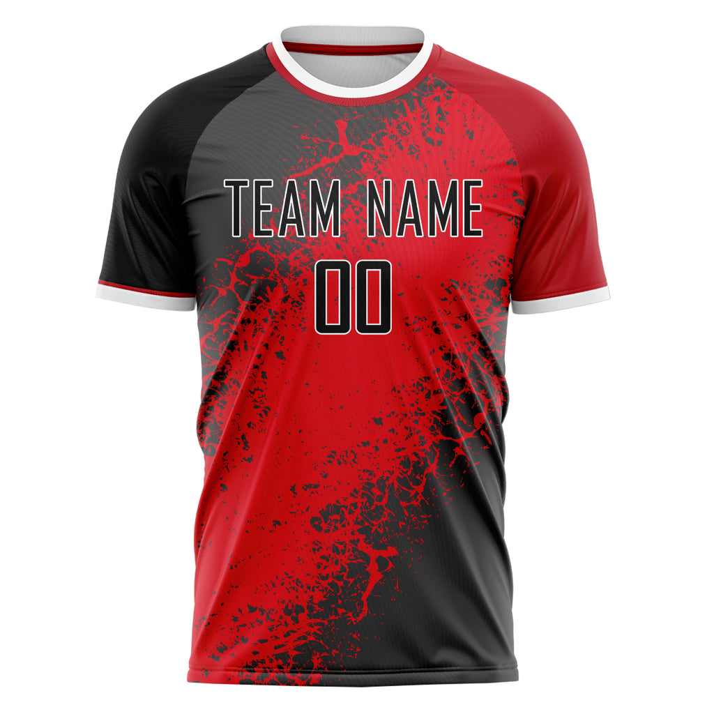 Personalized Red & Gray Pattern Soccer Jersey
