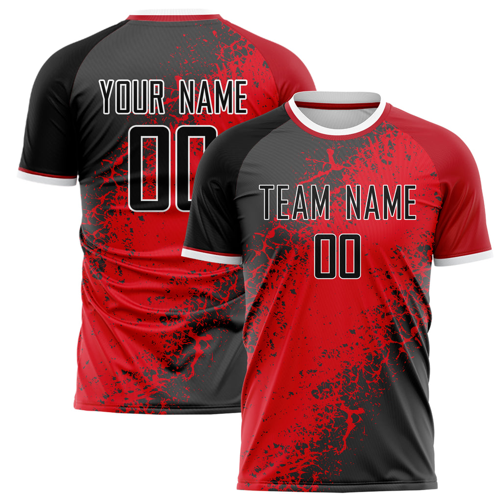 Personalized Red & Gray Pattern Soccer Jersey