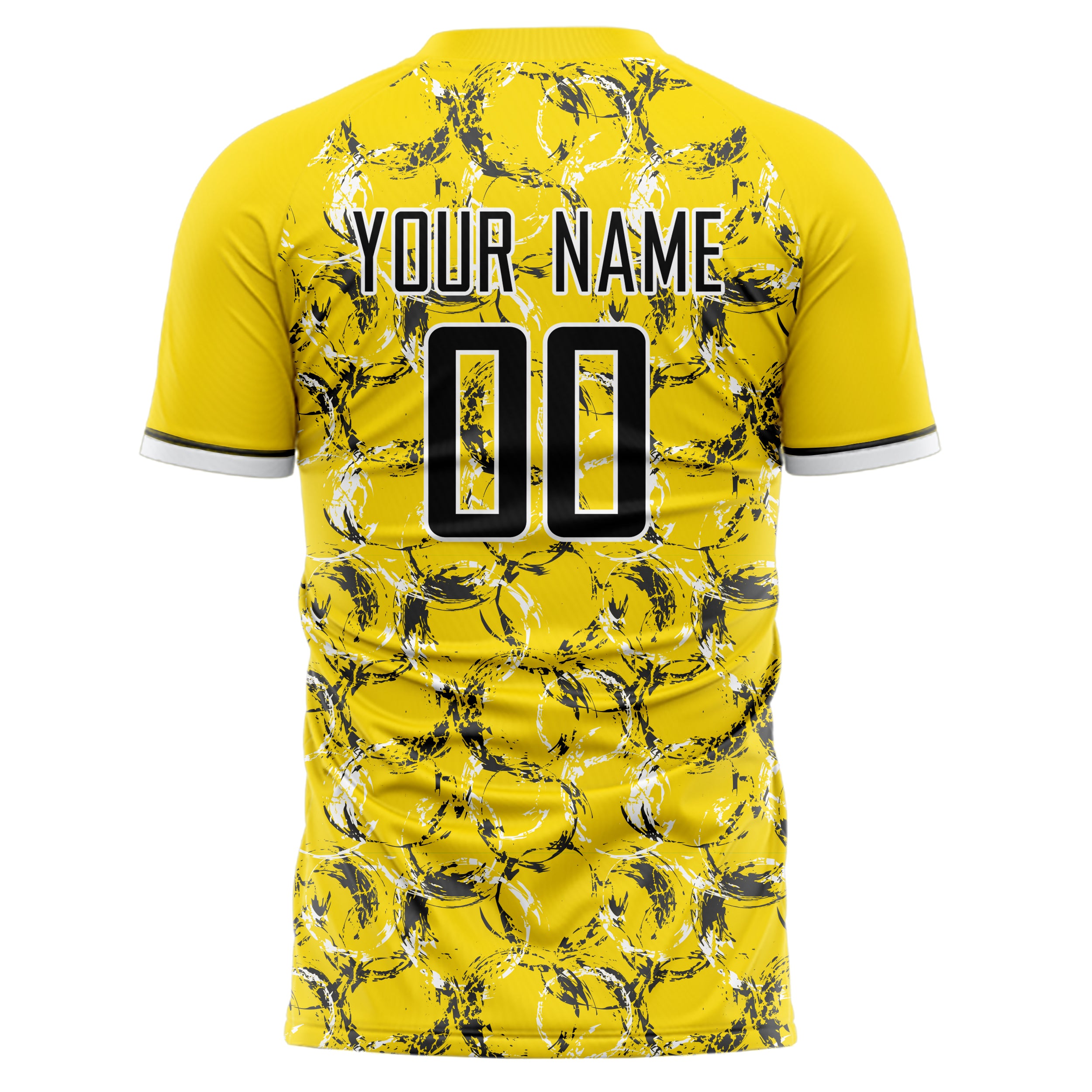 Personalized Yellow & Black Pattern Soccer Jersey
