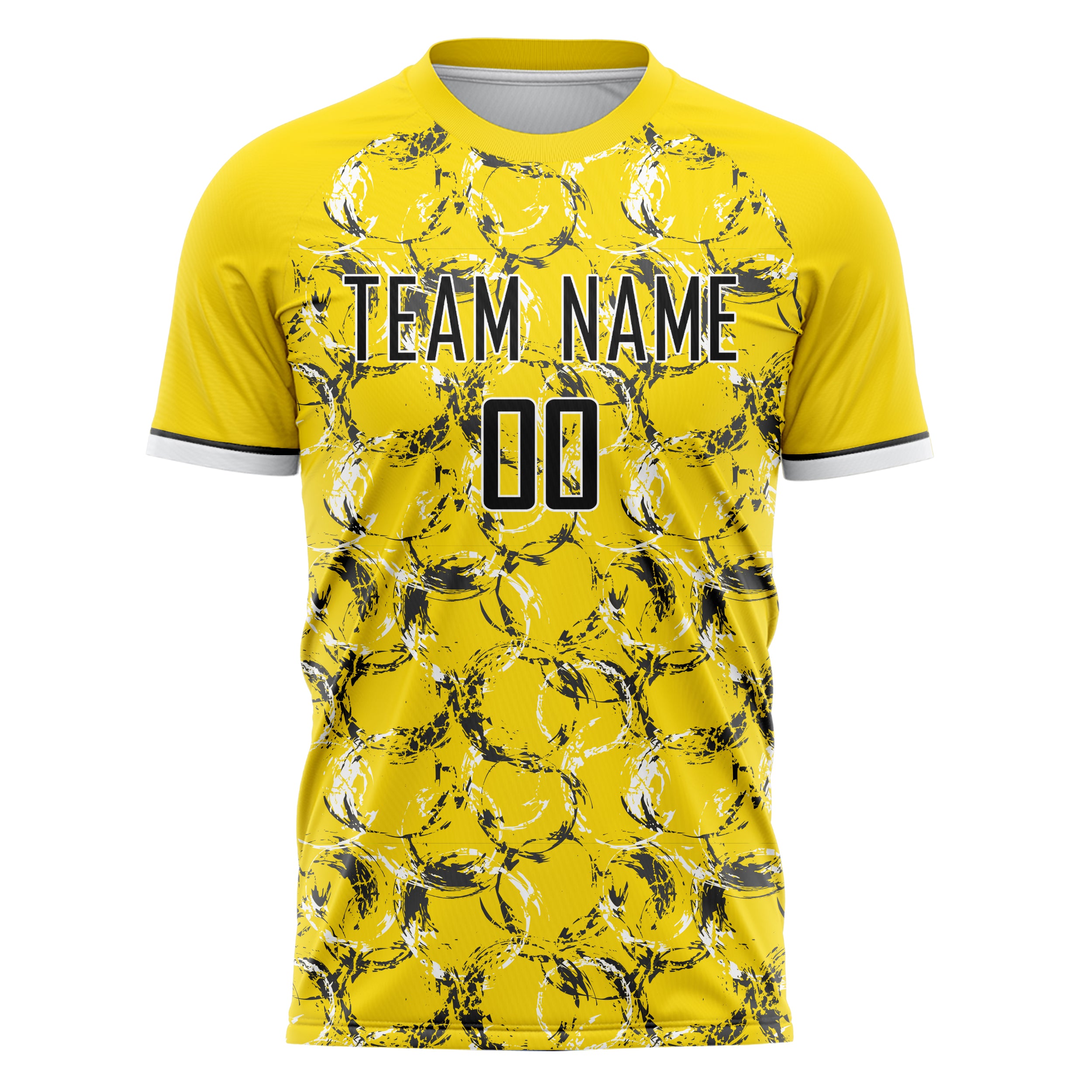 Personalized Yellow & Black Pattern Soccer Jersey