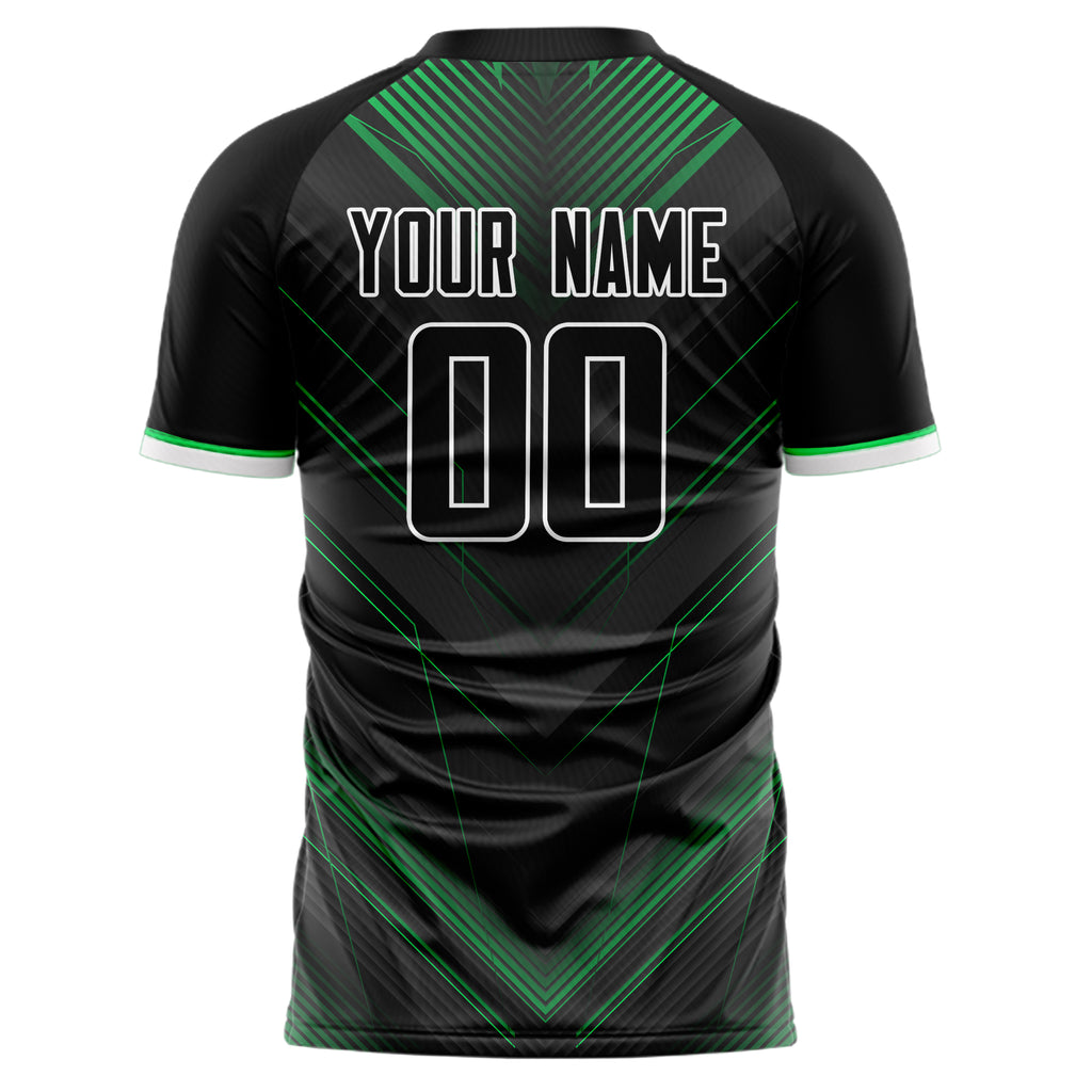 Personalized Black & Green Pattern Soccer Jersey