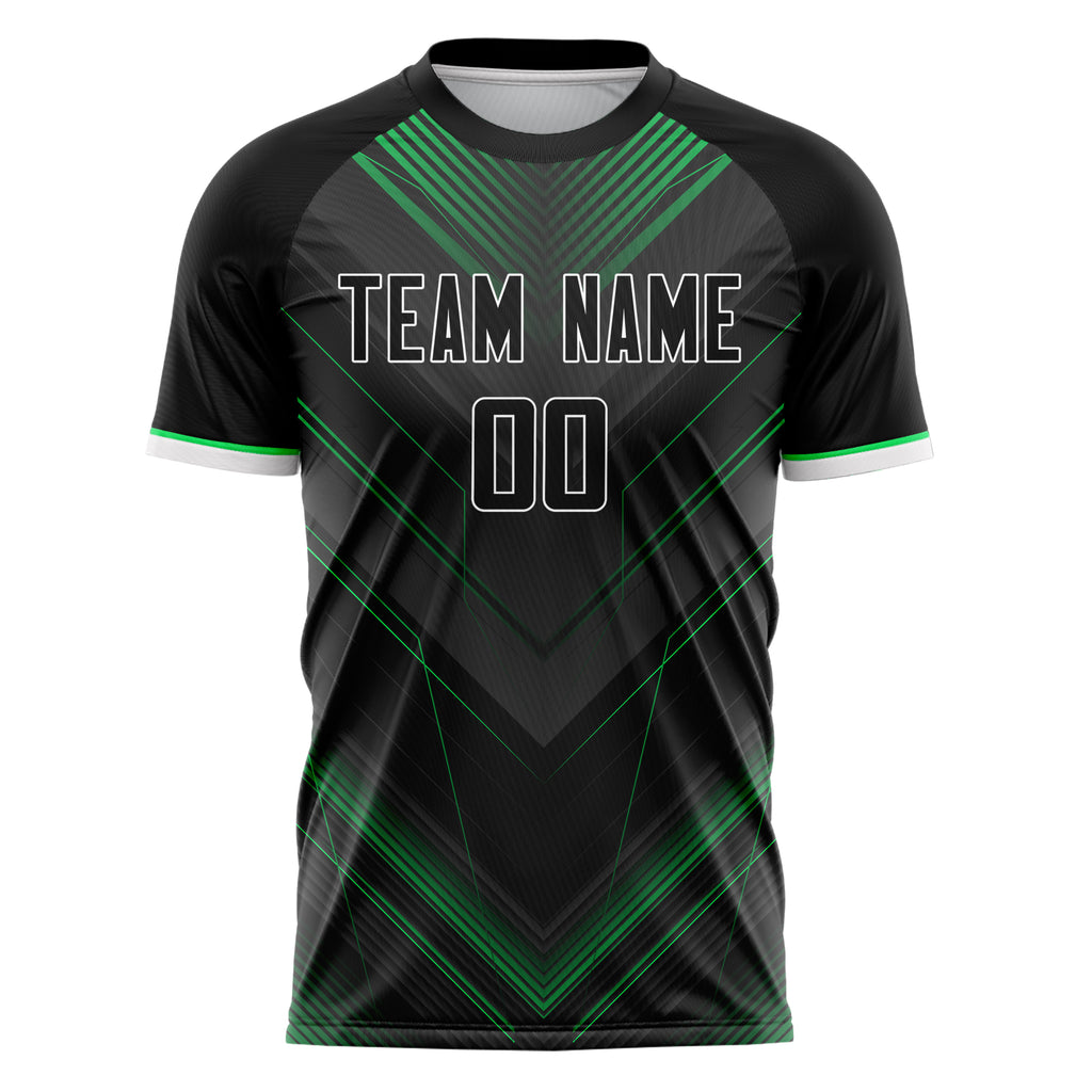Personalized Black & Green Pattern Soccer Jersey